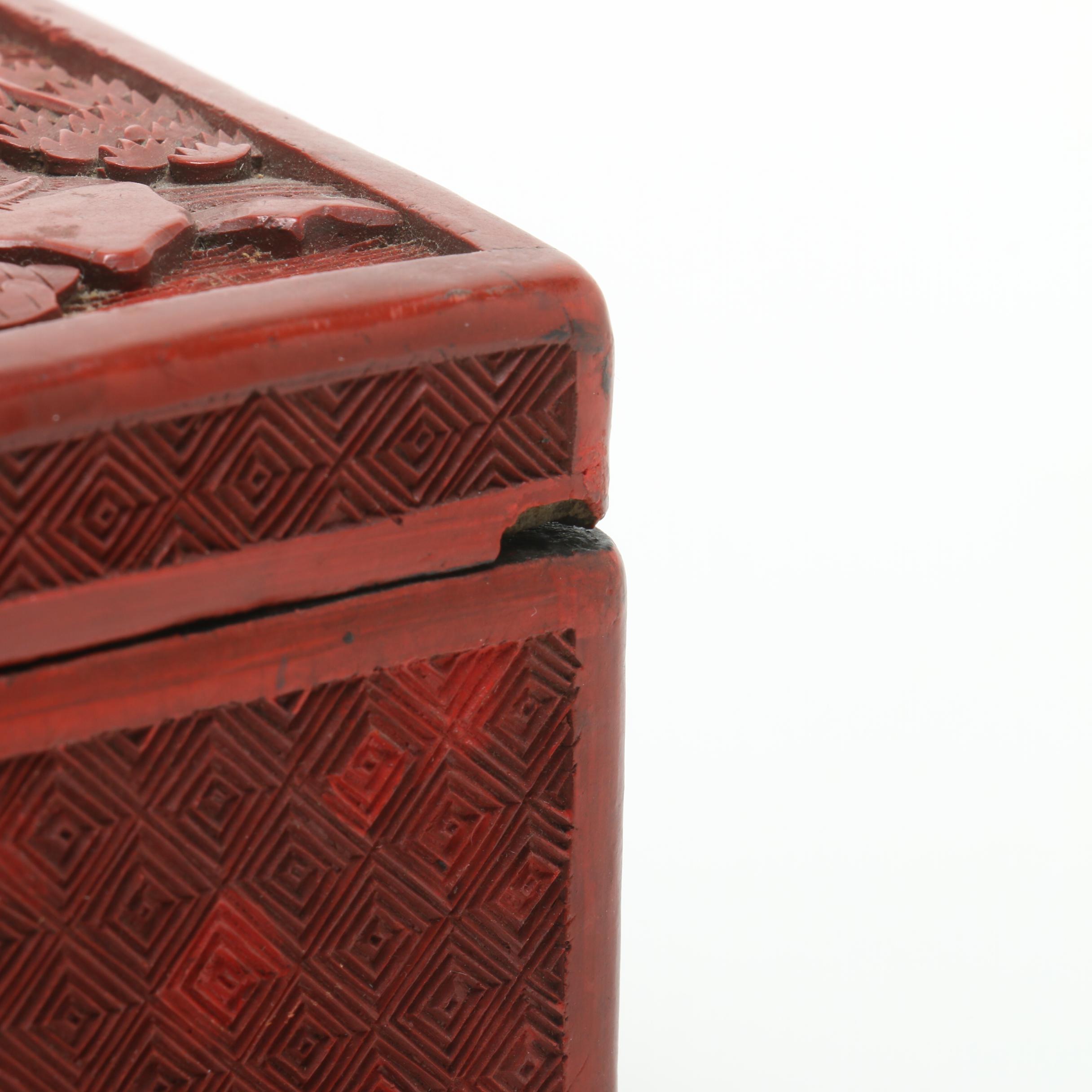 Chinese Carved Cinnabar Decorative Box