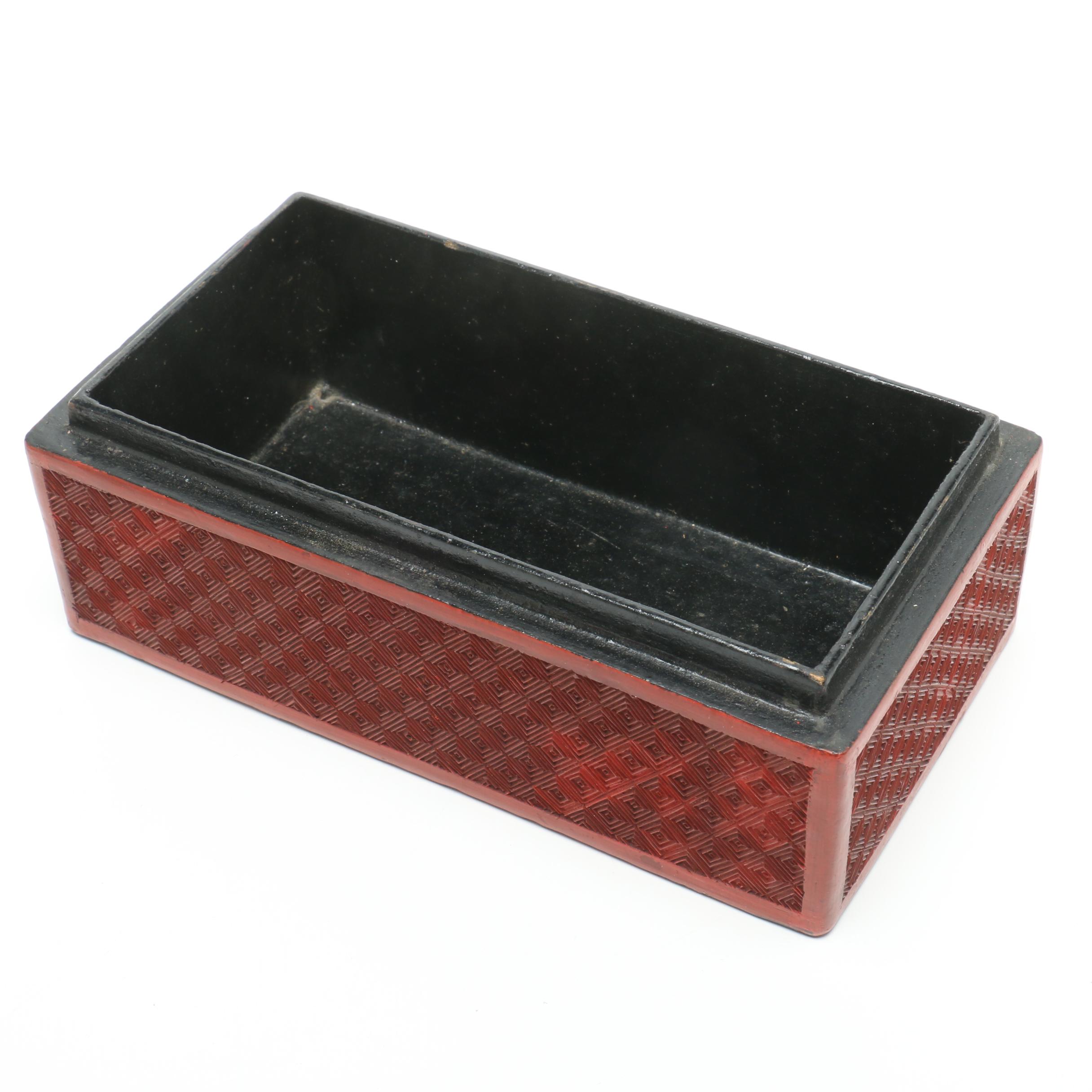 Chinese Carved Cinnabar Decorative Box