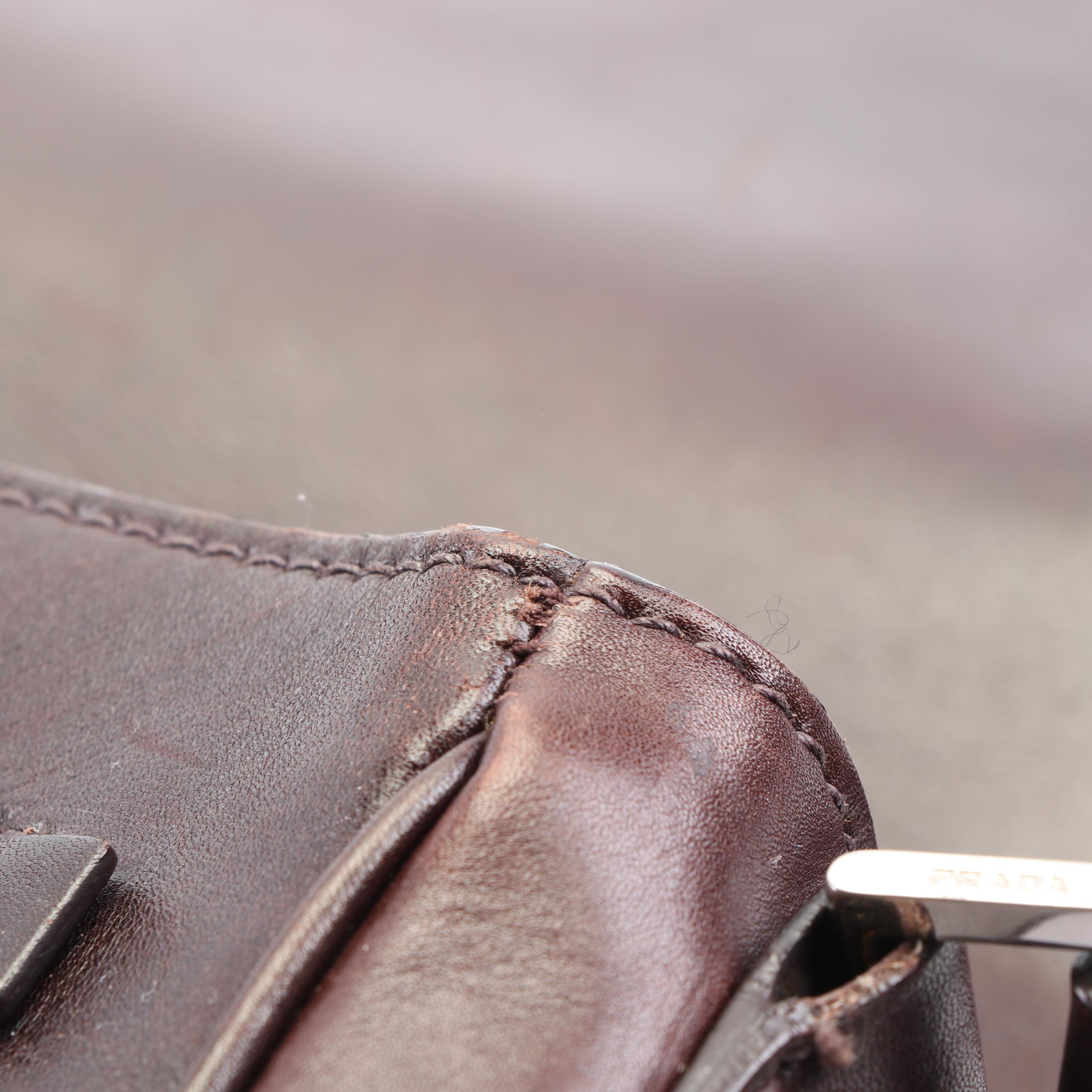 Prada Brown Leather Flap Front Crossbody Bag, Made in Italy