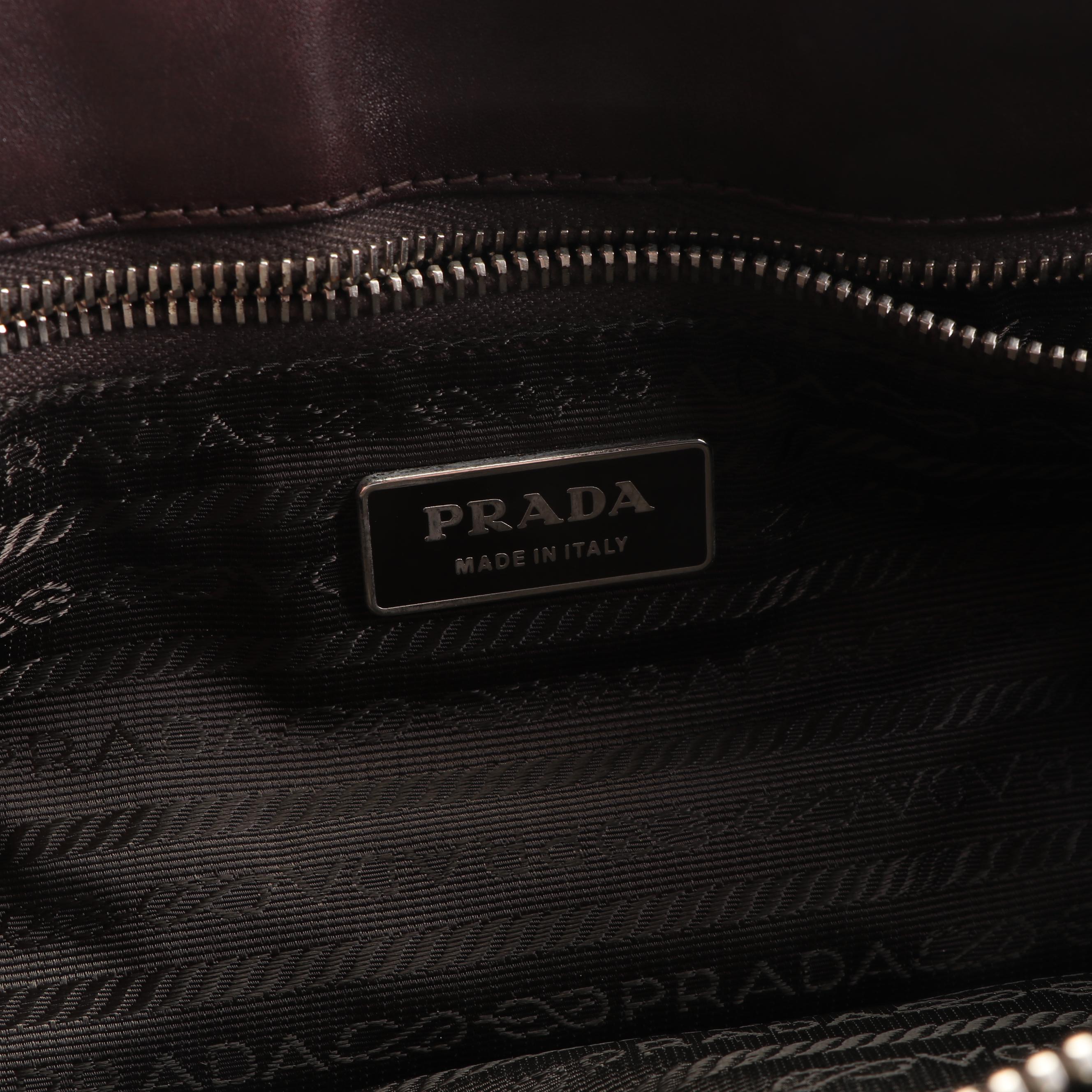 Prada Brown Leather Flap Front Crossbody Bag, Made in Italy