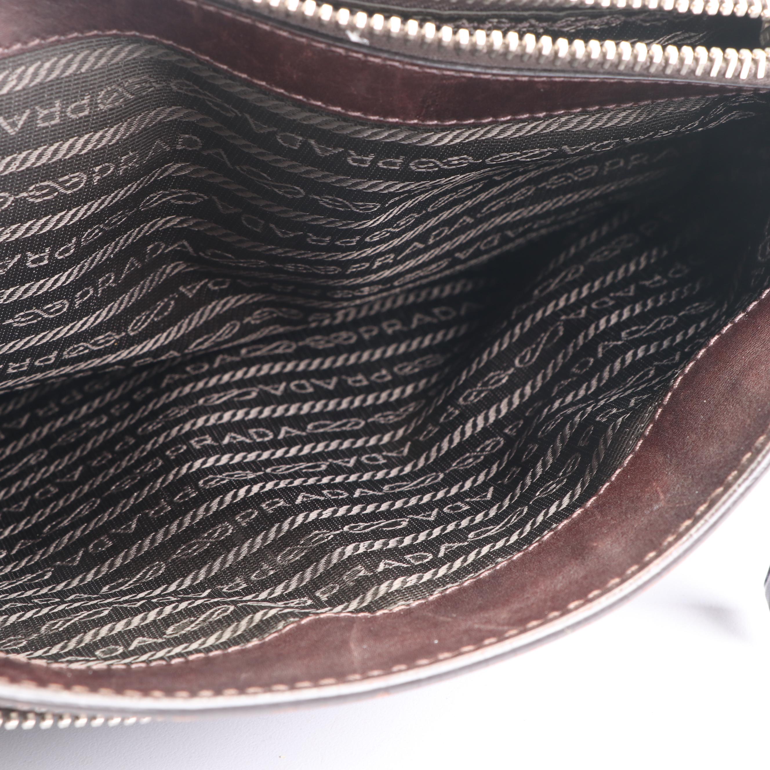 Prada Brown Leather Flap Front Crossbody Bag, Made in Italy