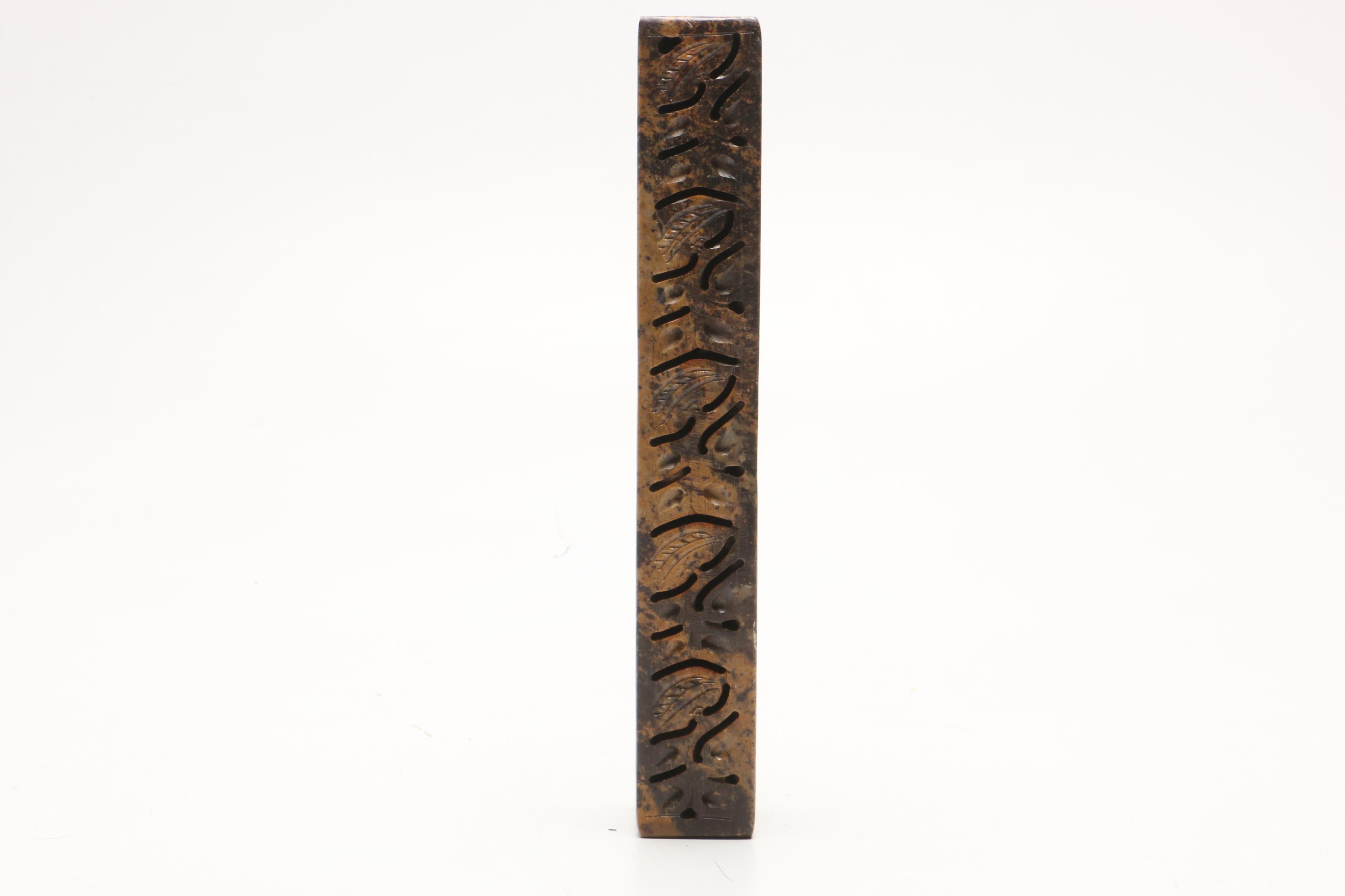 Soapstone Scribe's Hinged Box With Reticulated Lid
