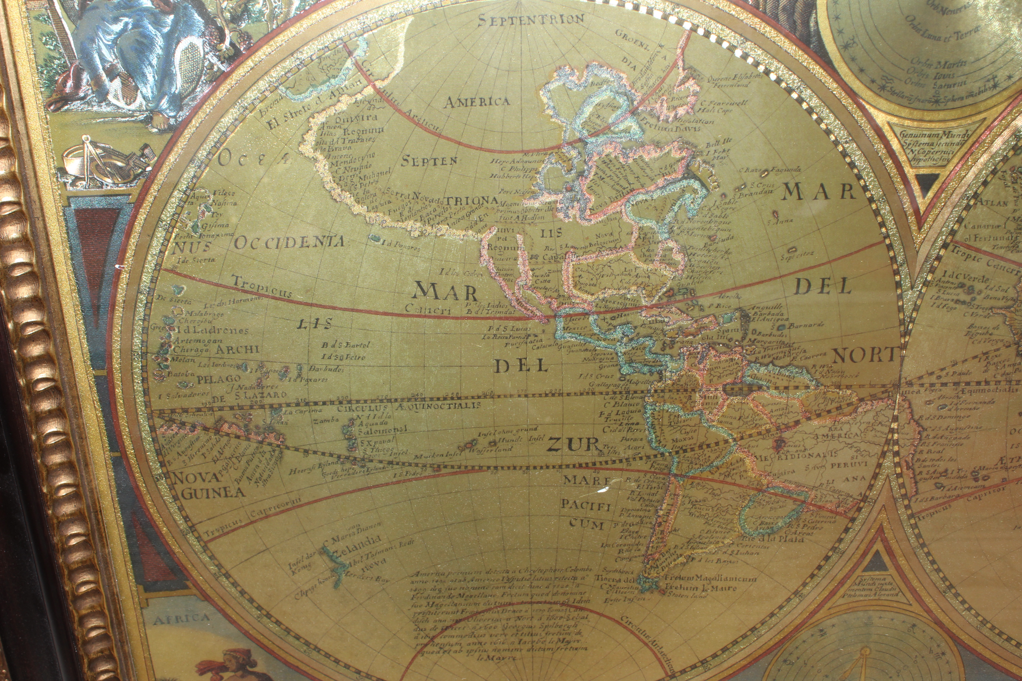 Embellished Giclée After Nicolas Visscher 17th Century World Map