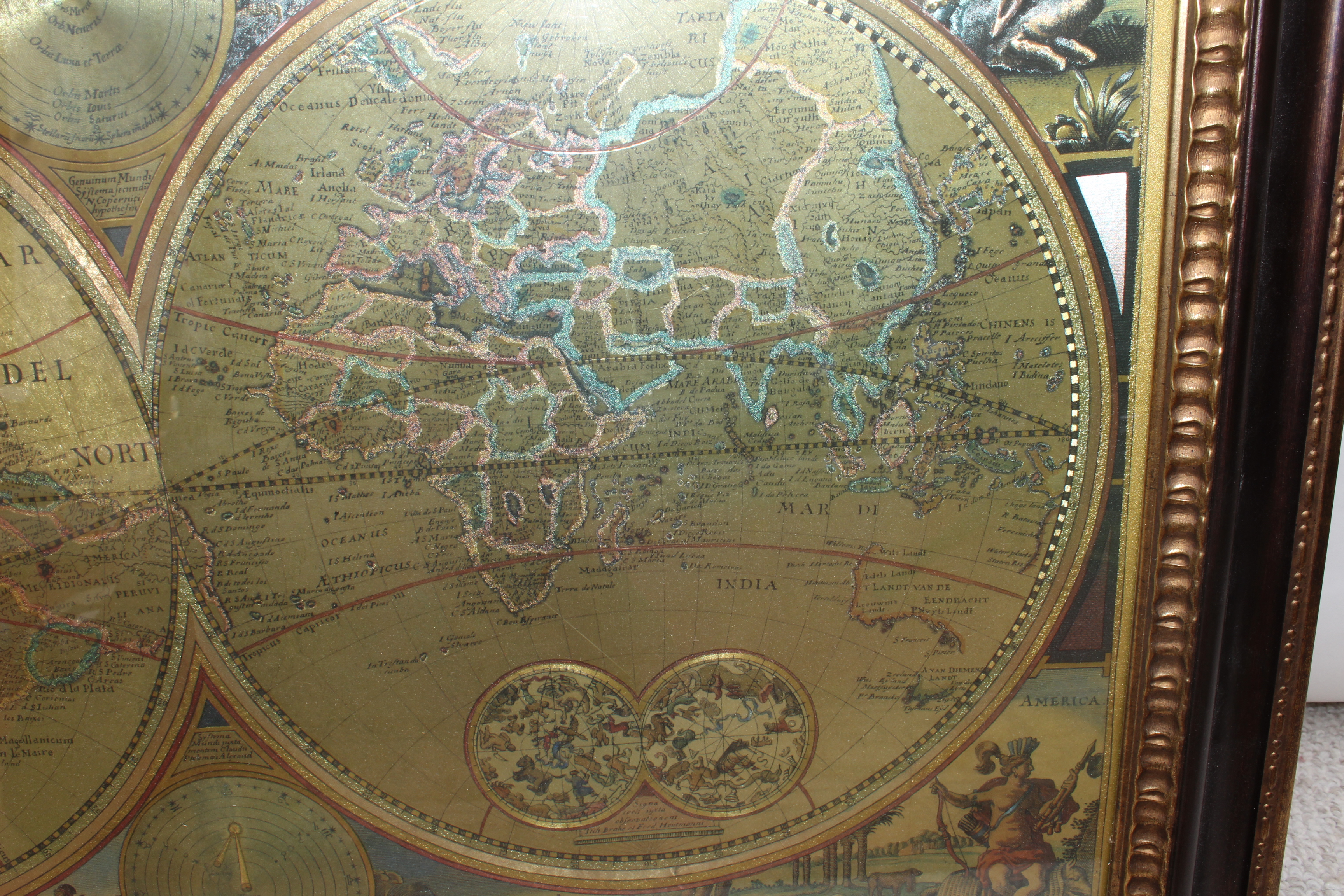 Embellished Giclée After Nicolas Visscher 17th Century World Map