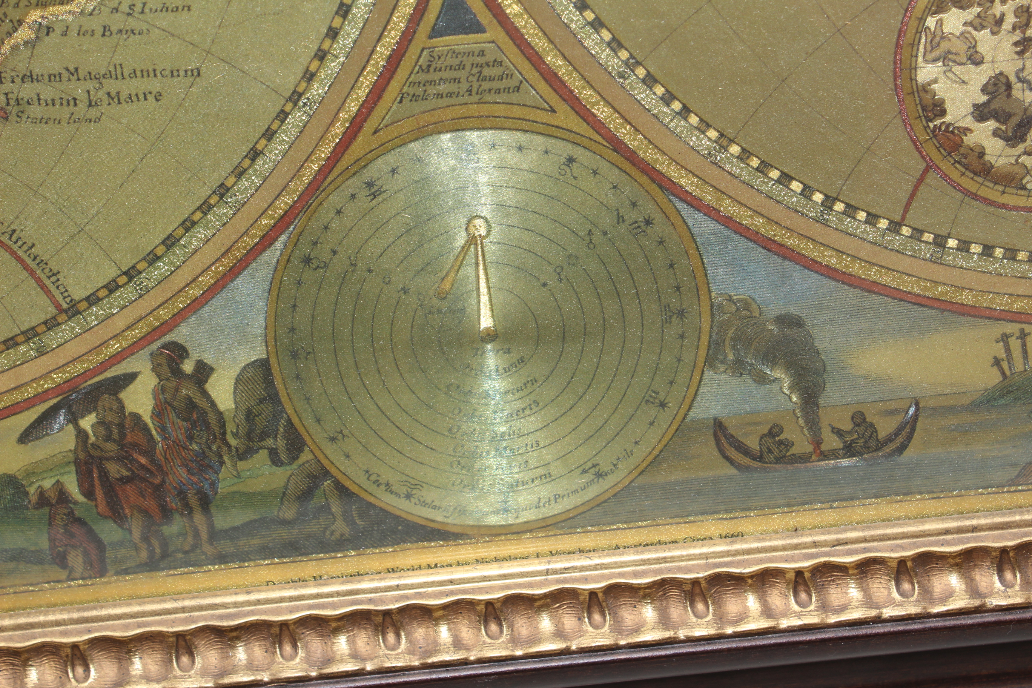 Embellished Giclée After Nicolas Visscher 17th Century World Map