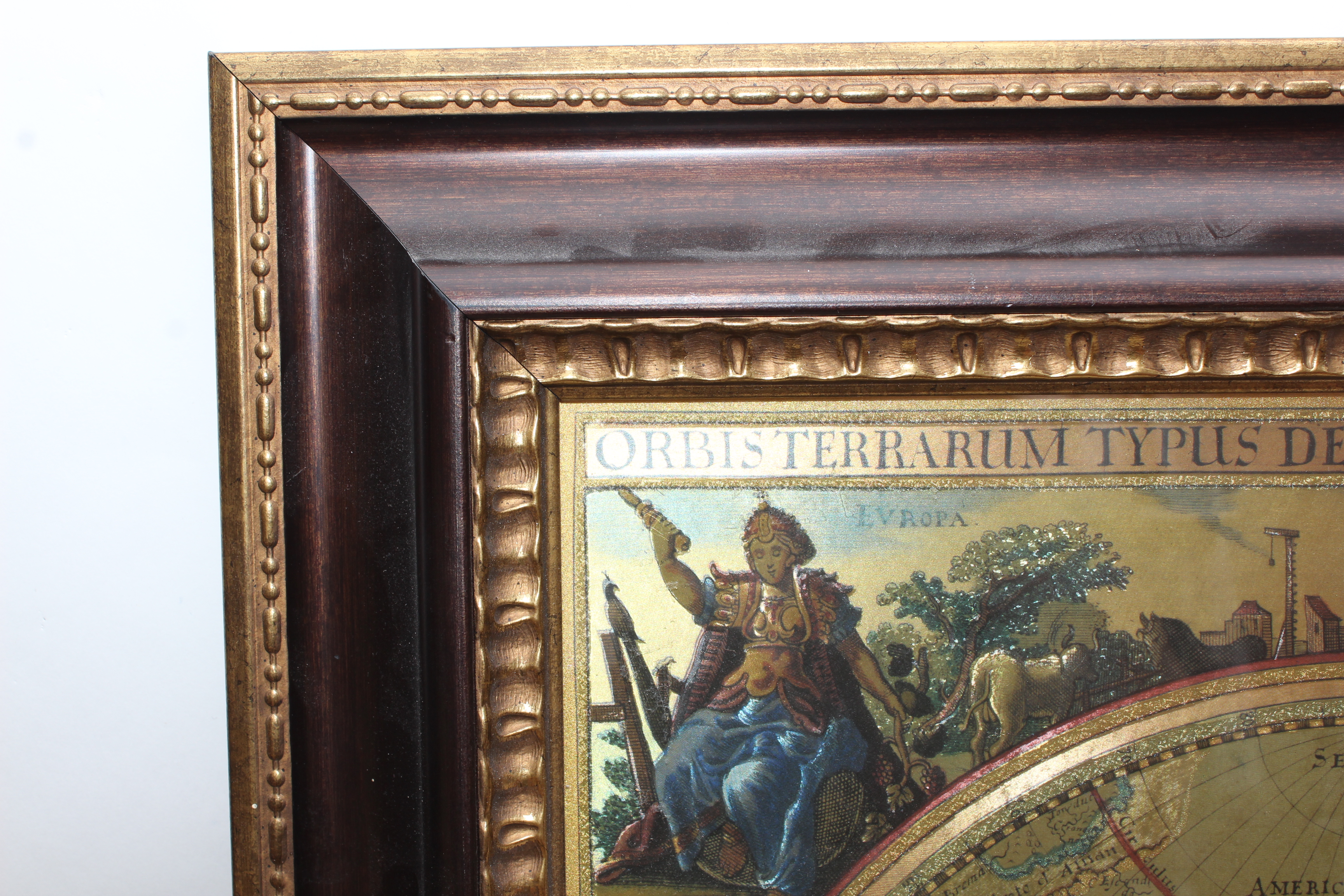 Embellished Giclée After Nicolas Visscher 17th Century World Map