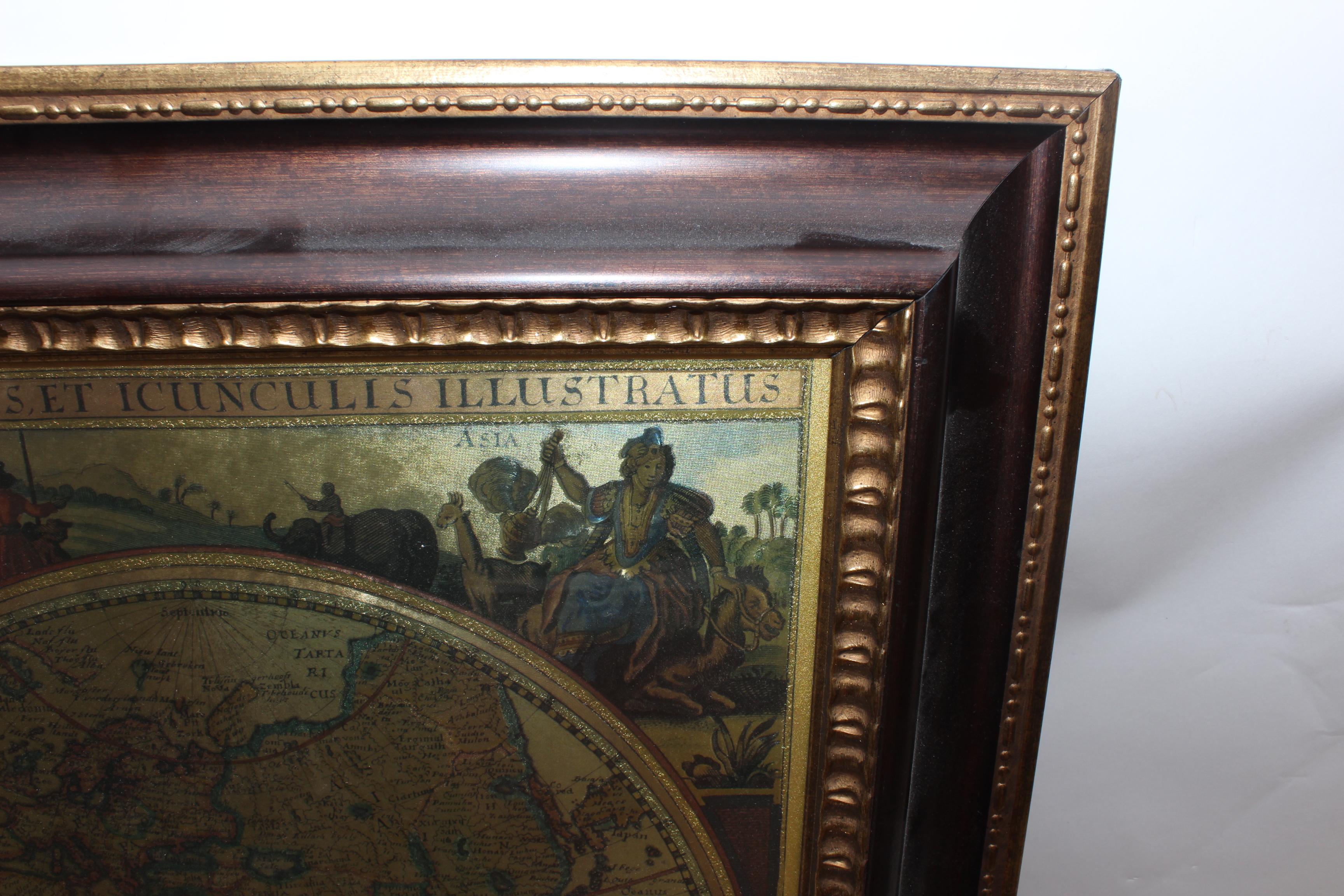Embellished Giclée After Nicolas Visscher 17th Century World Map