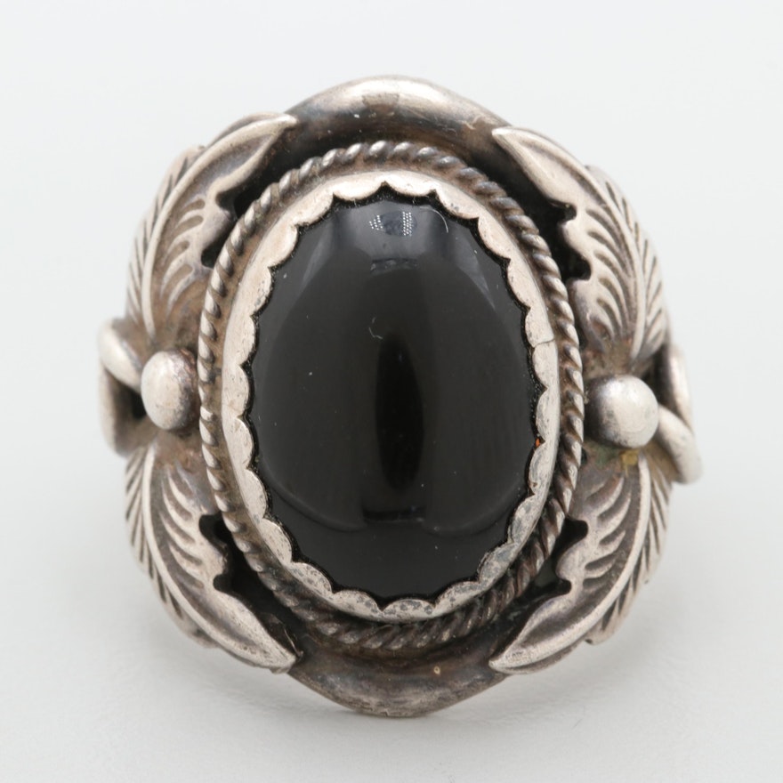 Southwestern Style Sterling Silver Black Onyx Ring