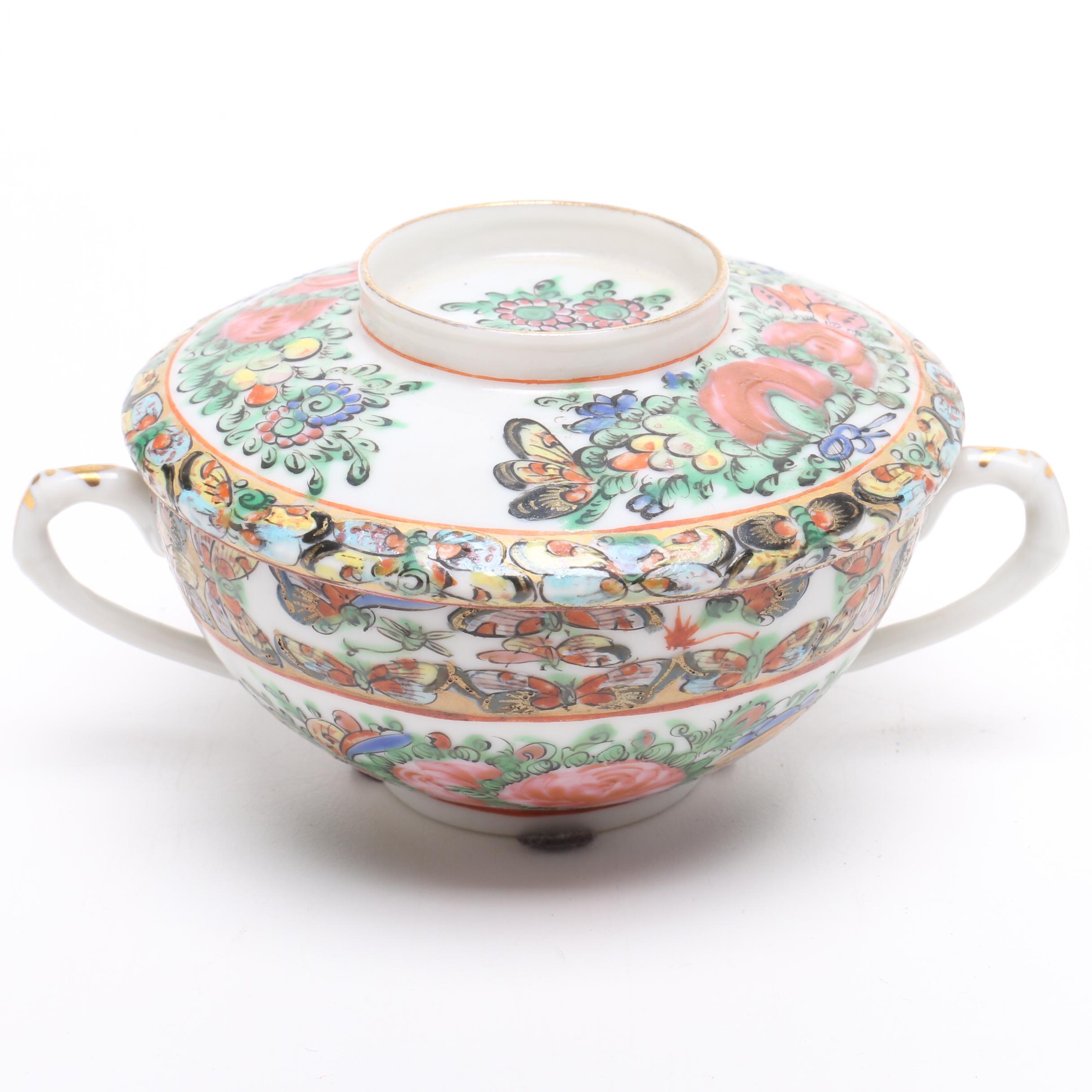 Vintage Rose Medallion and Rose Canton Tableware