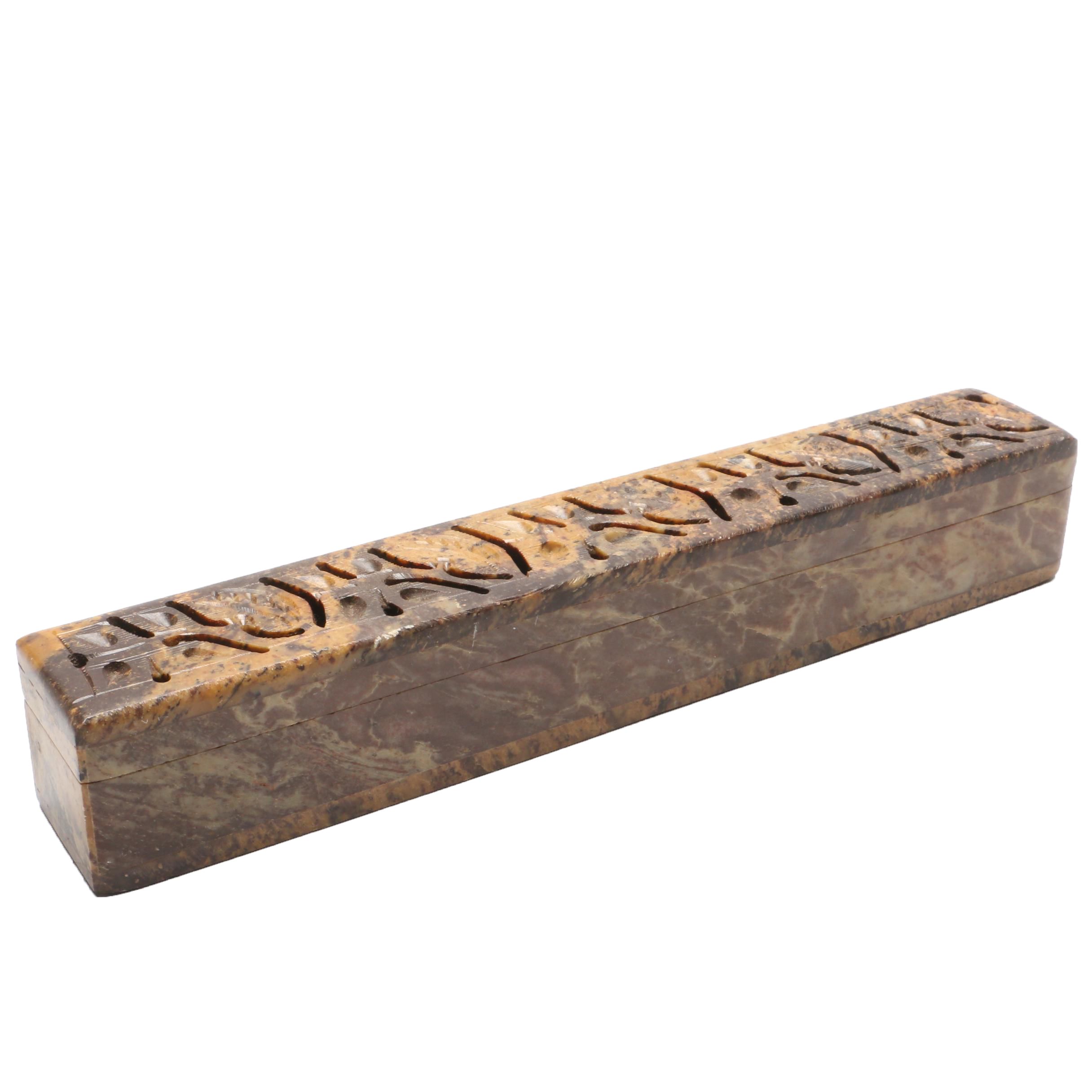 Soapstone Scribe's Hinged Box With Reticulated Lid