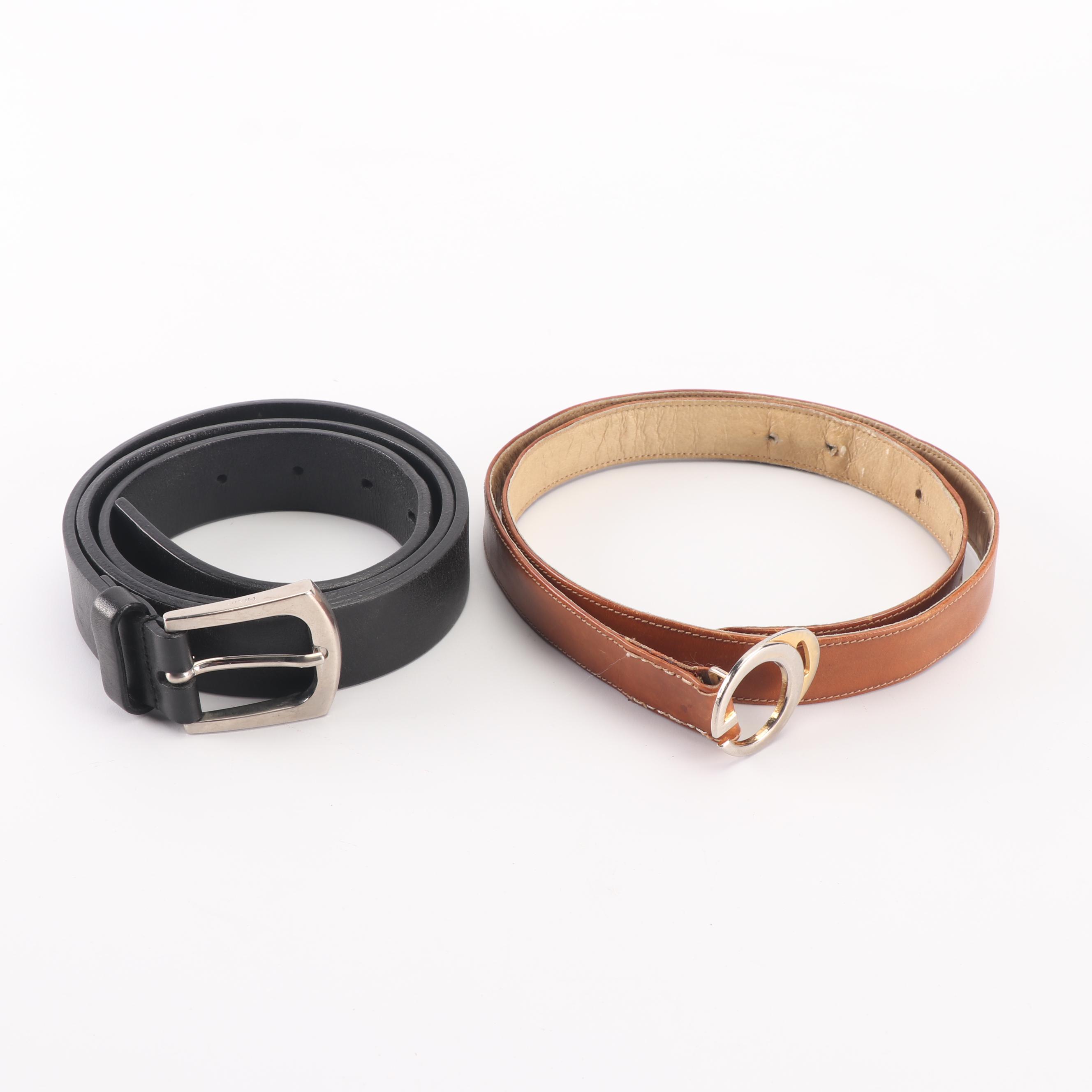 Women's Prada and Gucci Leather Belts, Made in Italy