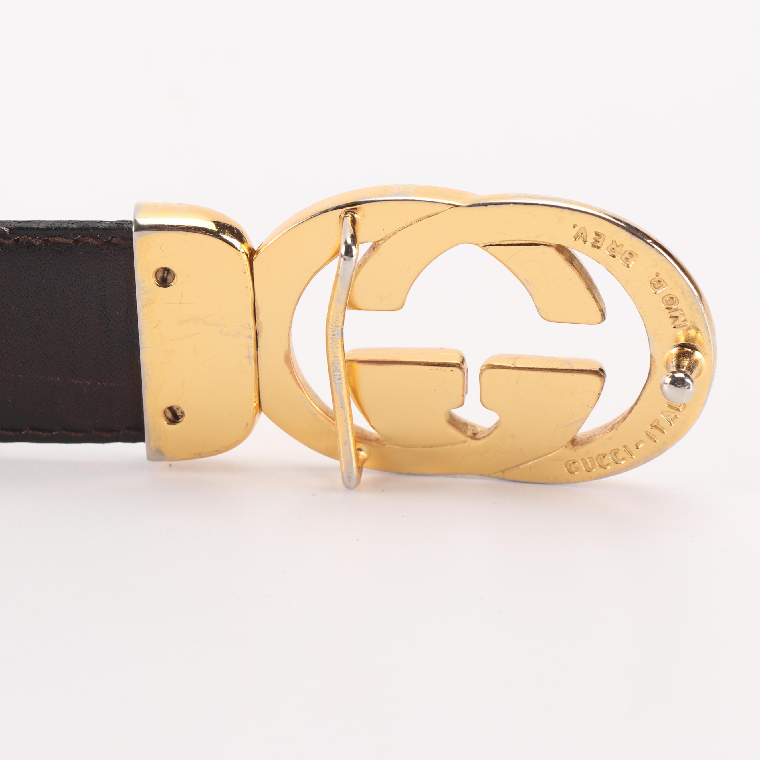 Women's Gucci Reversible Black/Brown Leather Belt, Made in Italy