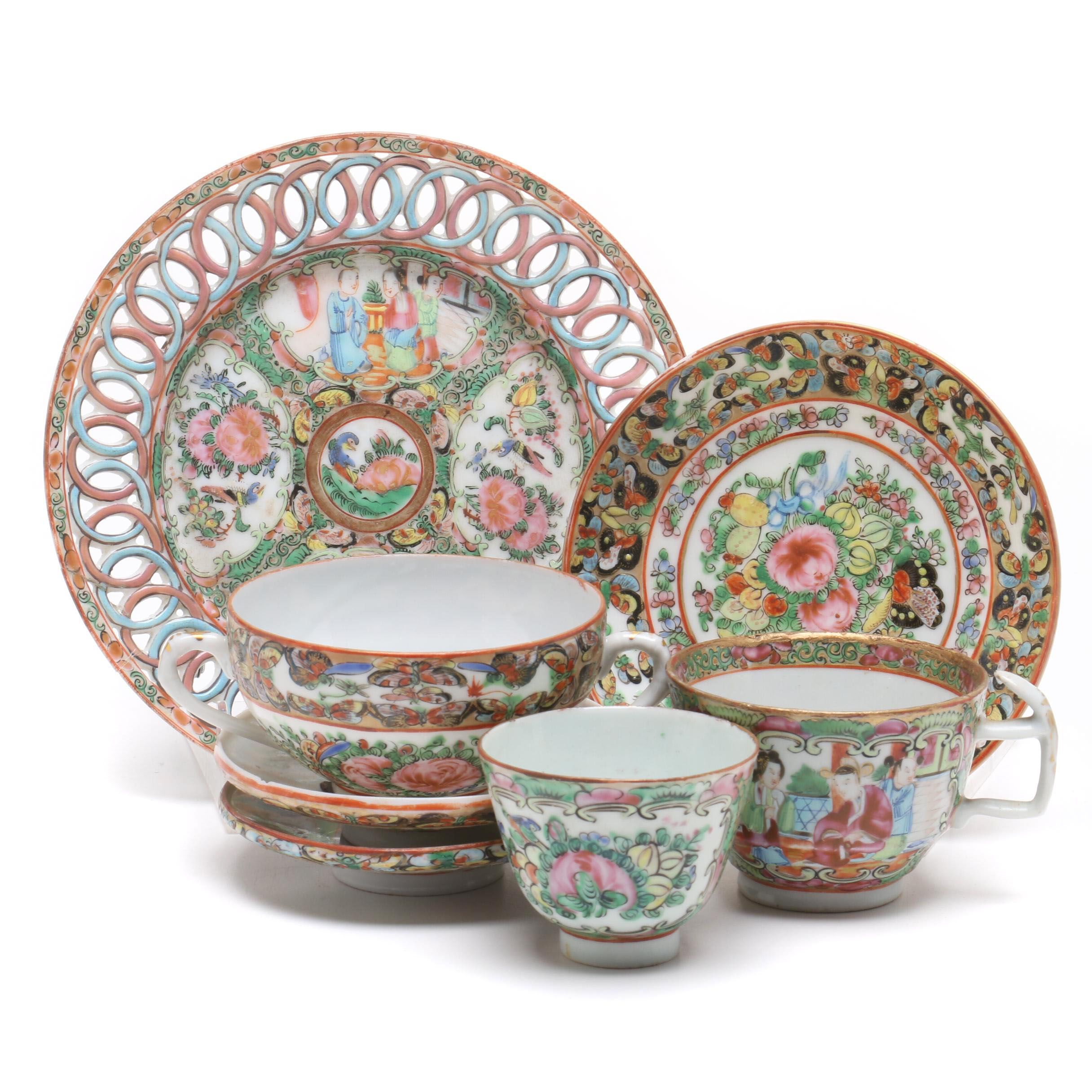 Vintage Rose Medallion and Rose Canton Tableware