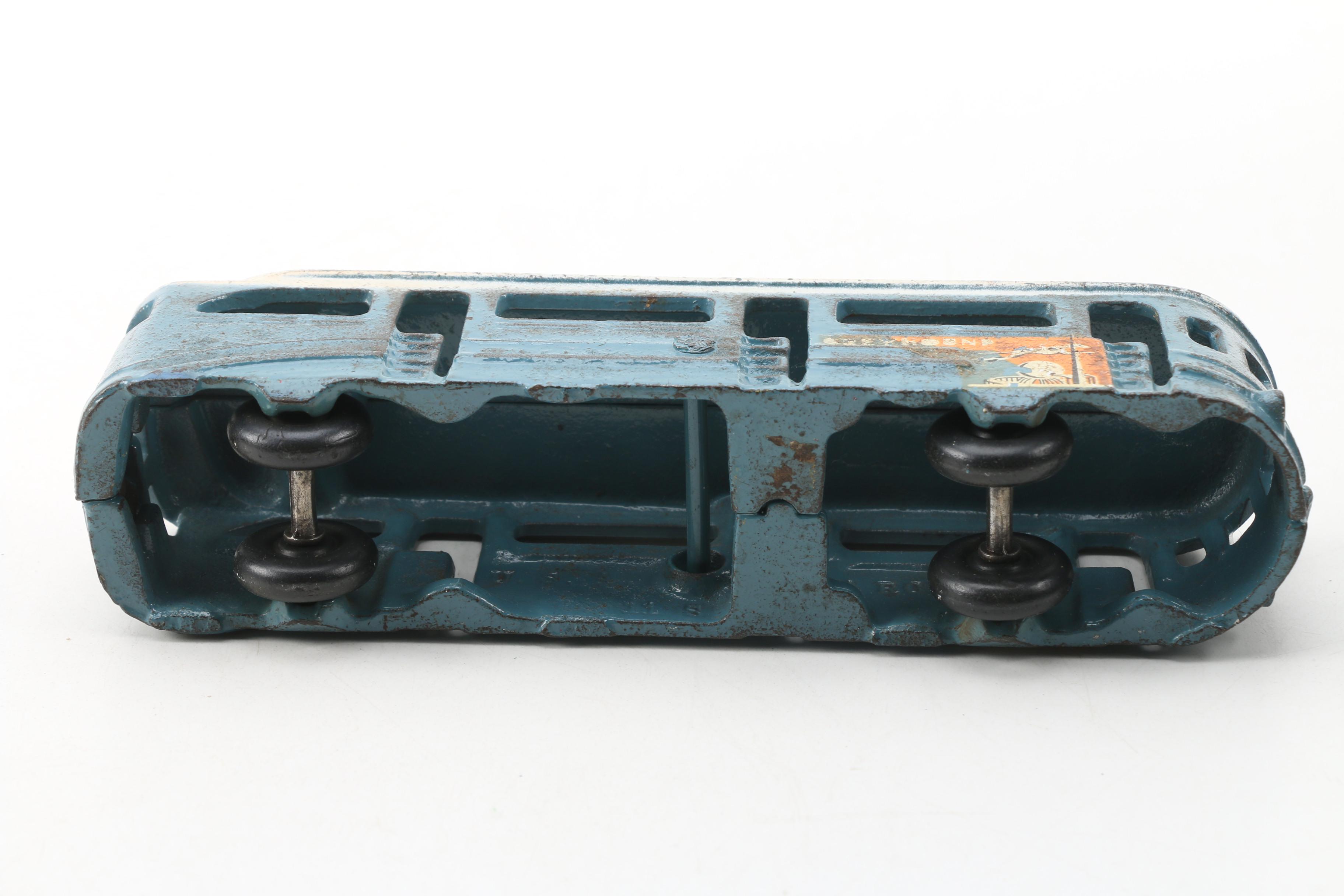 Arcade Mfg. Co. World's Fair Cast Iron GMC Greyhound Lines Bus and Tram Car