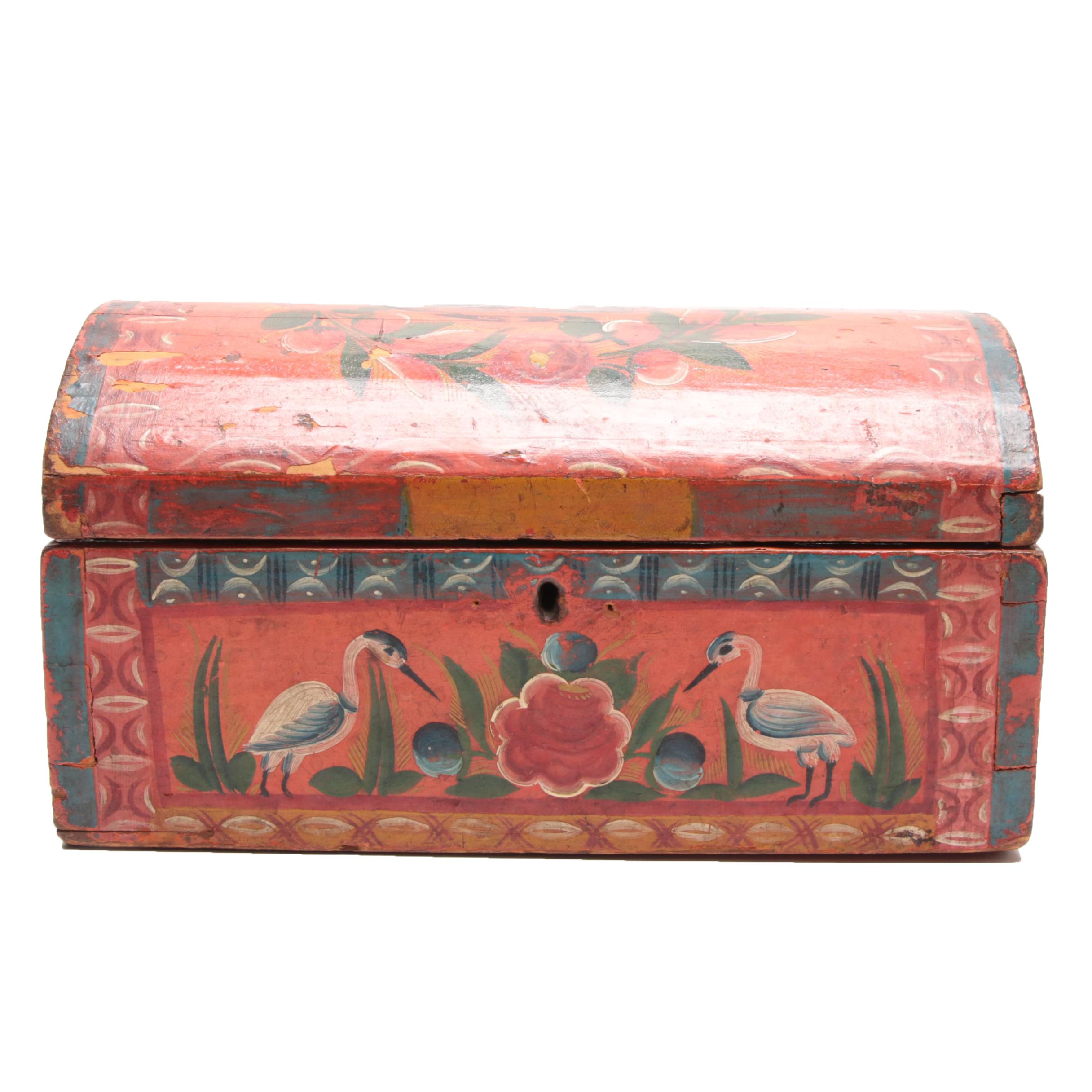 Northern European Style Hand-Painted Small Domed Chest