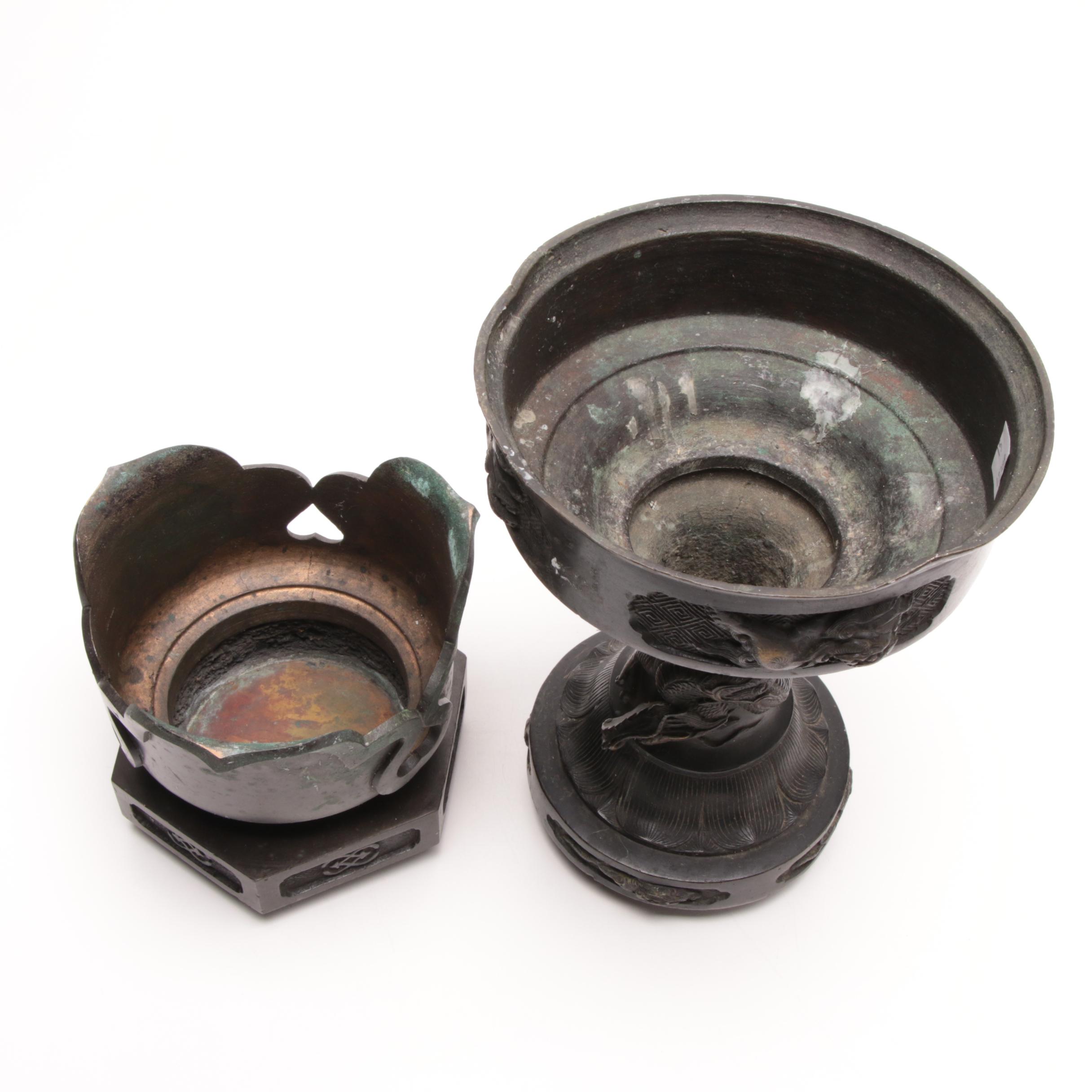Meiji Period Brass Candle Holder