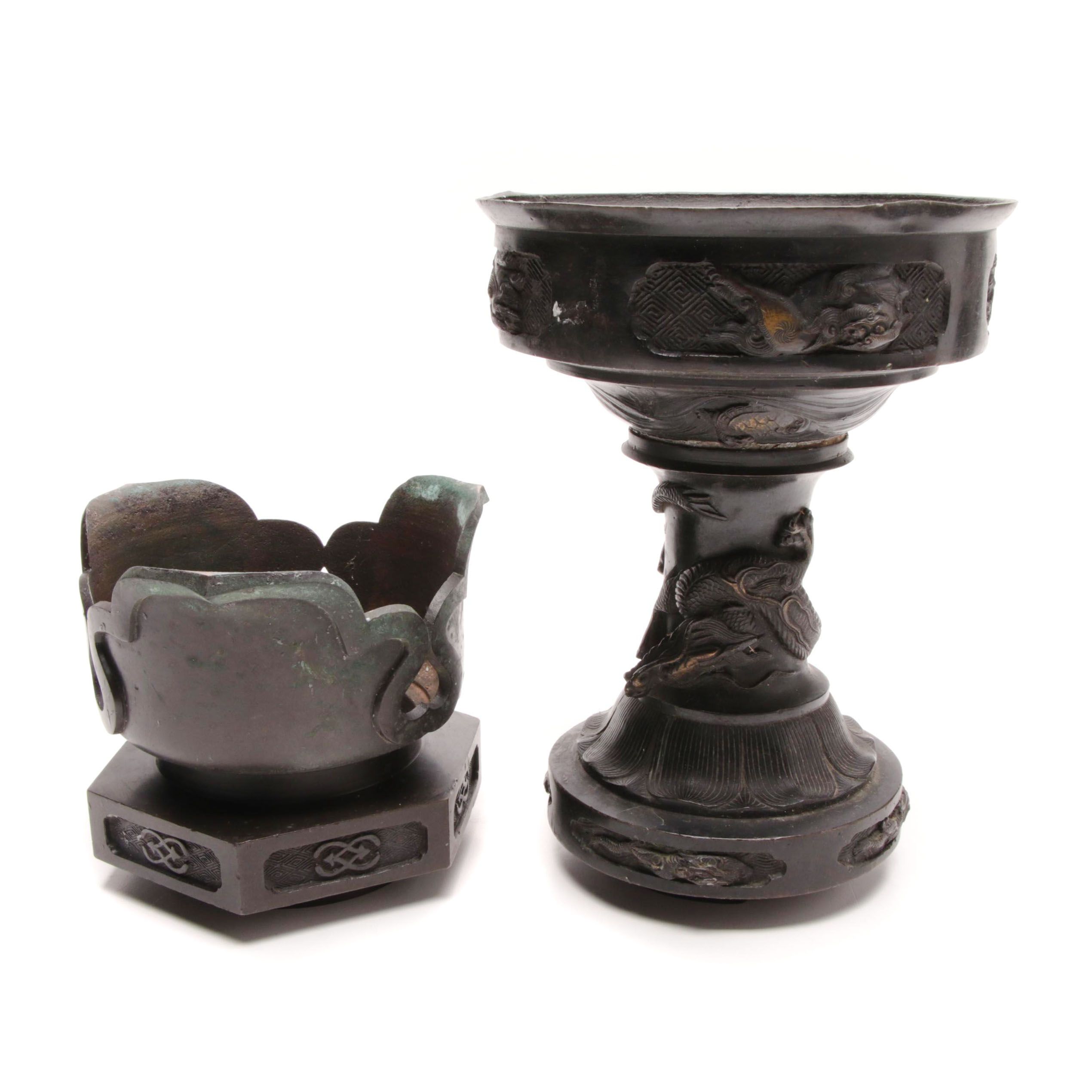 Meiji Period Brass Candle Holder