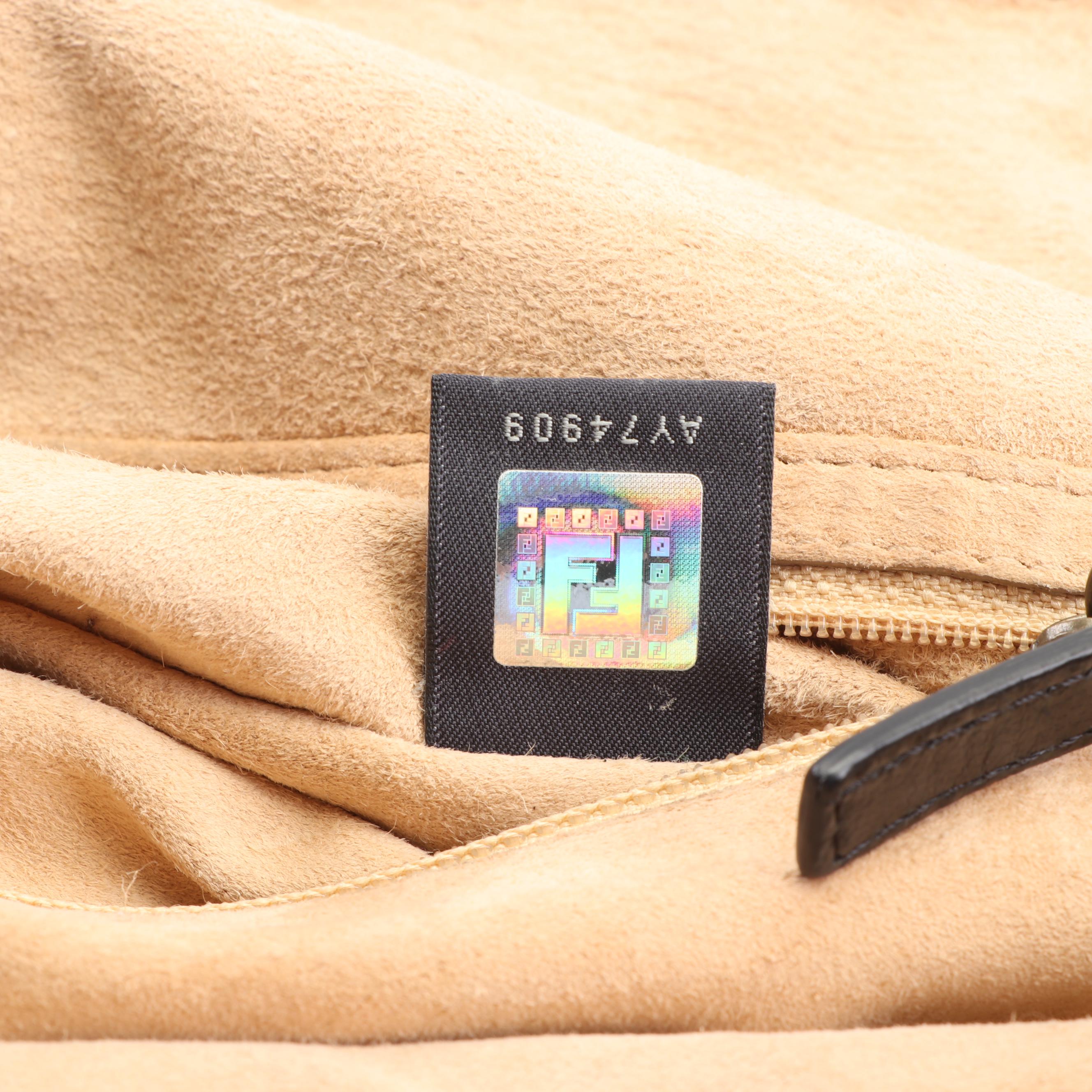 Fendi Black Leather Baguette with Woven Trim, Made in Italy