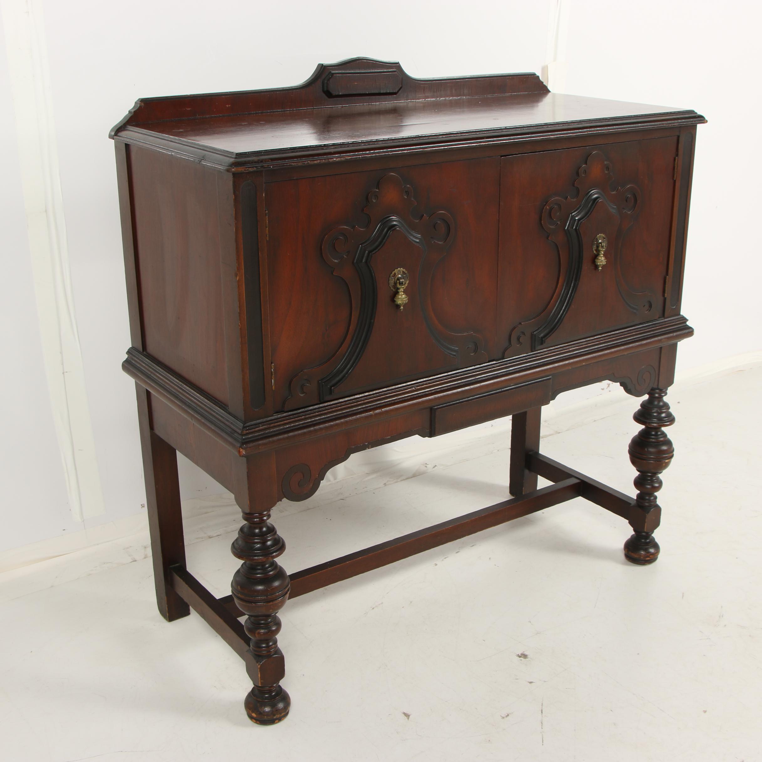 Jacobean Revival Style Mahogany Cabinet, Mid-20th Century