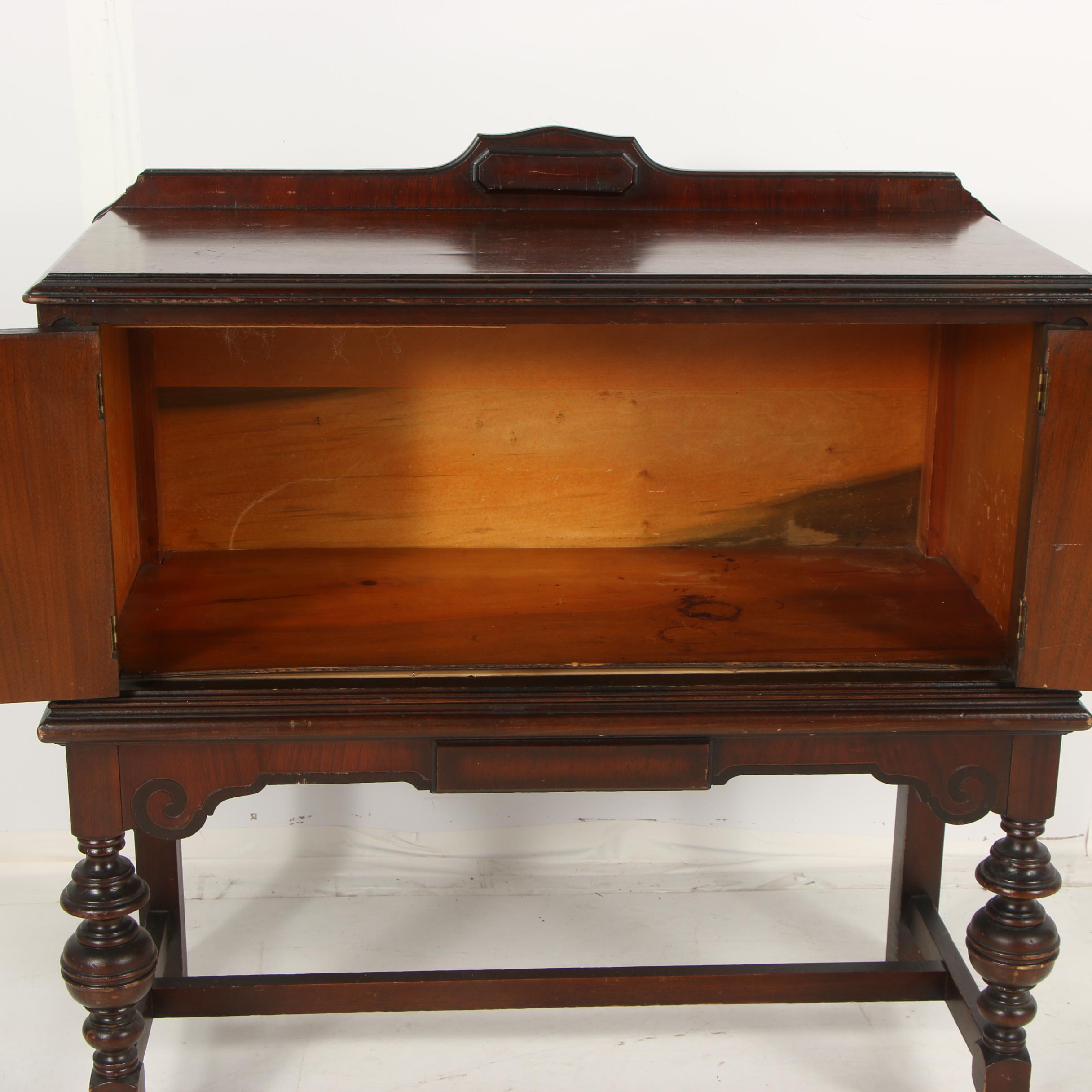 Jacobean Revival Style Mahogany Cabinet, Mid-20th Century
