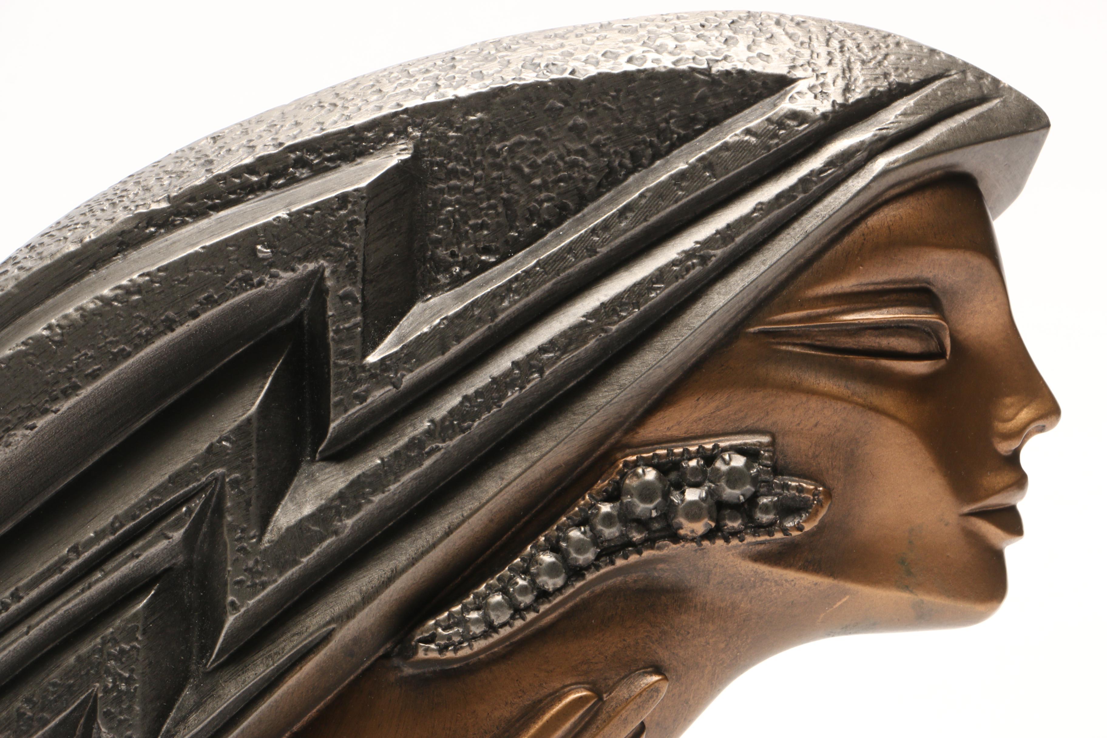 Bronze-Tone Head of Woman by Austin Sculpture