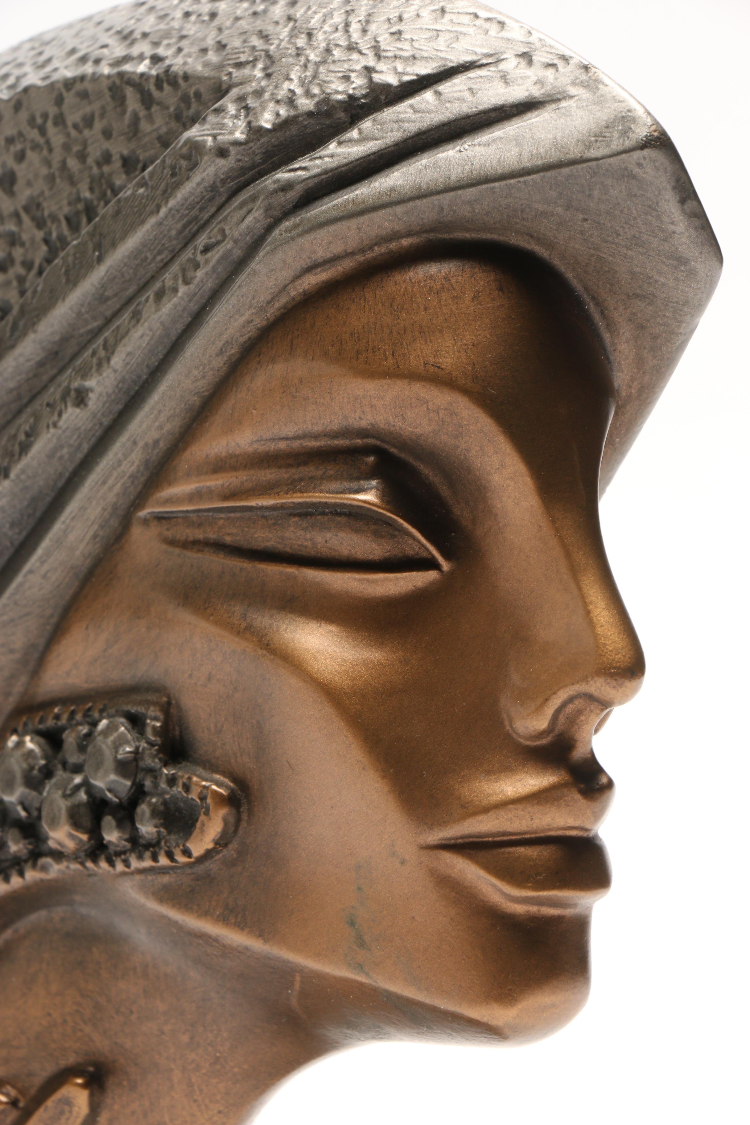 Bronze-Tone Head of Woman by Austin Sculpture
