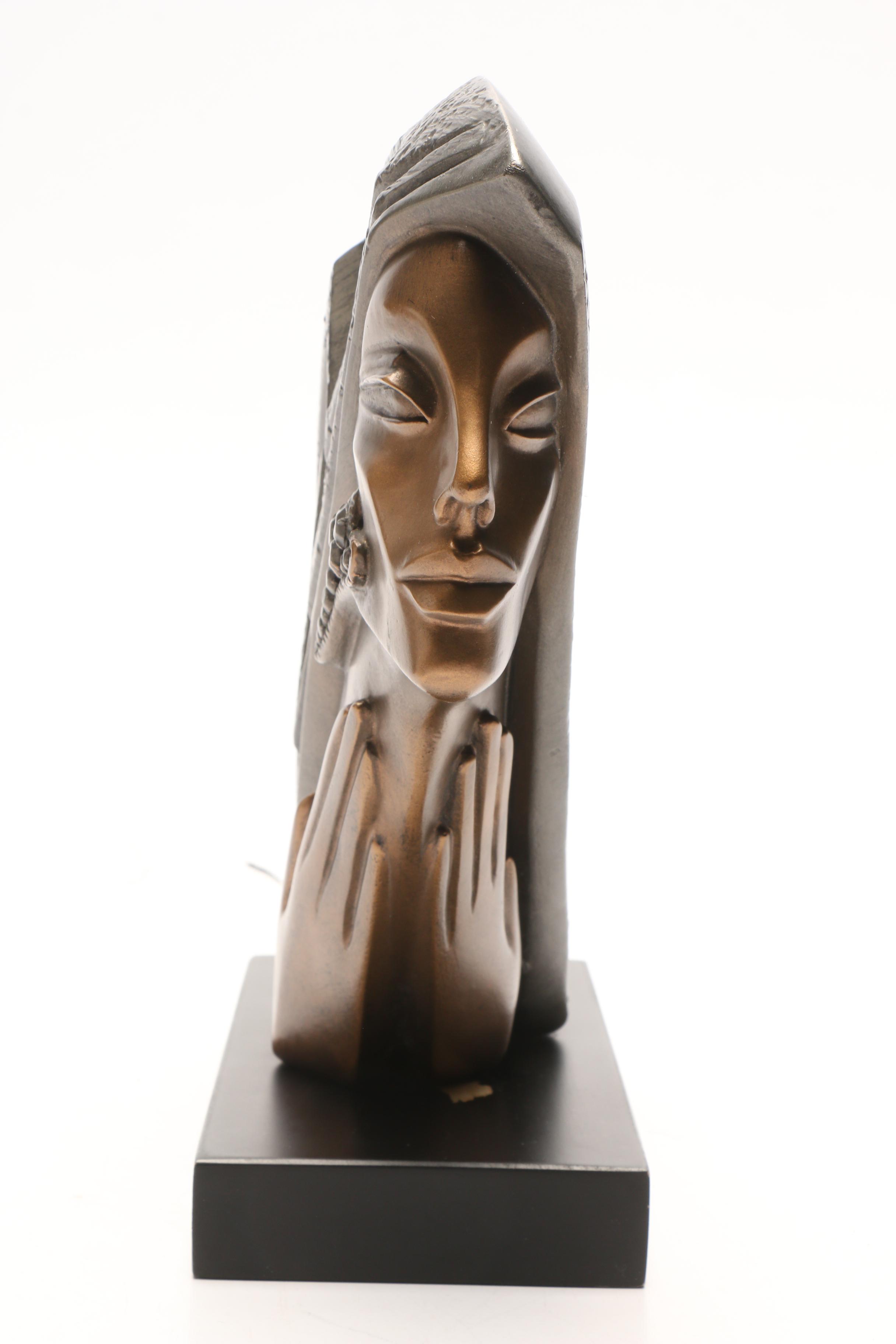 Bronze-Tone Head of Woman by Austin Sculpture