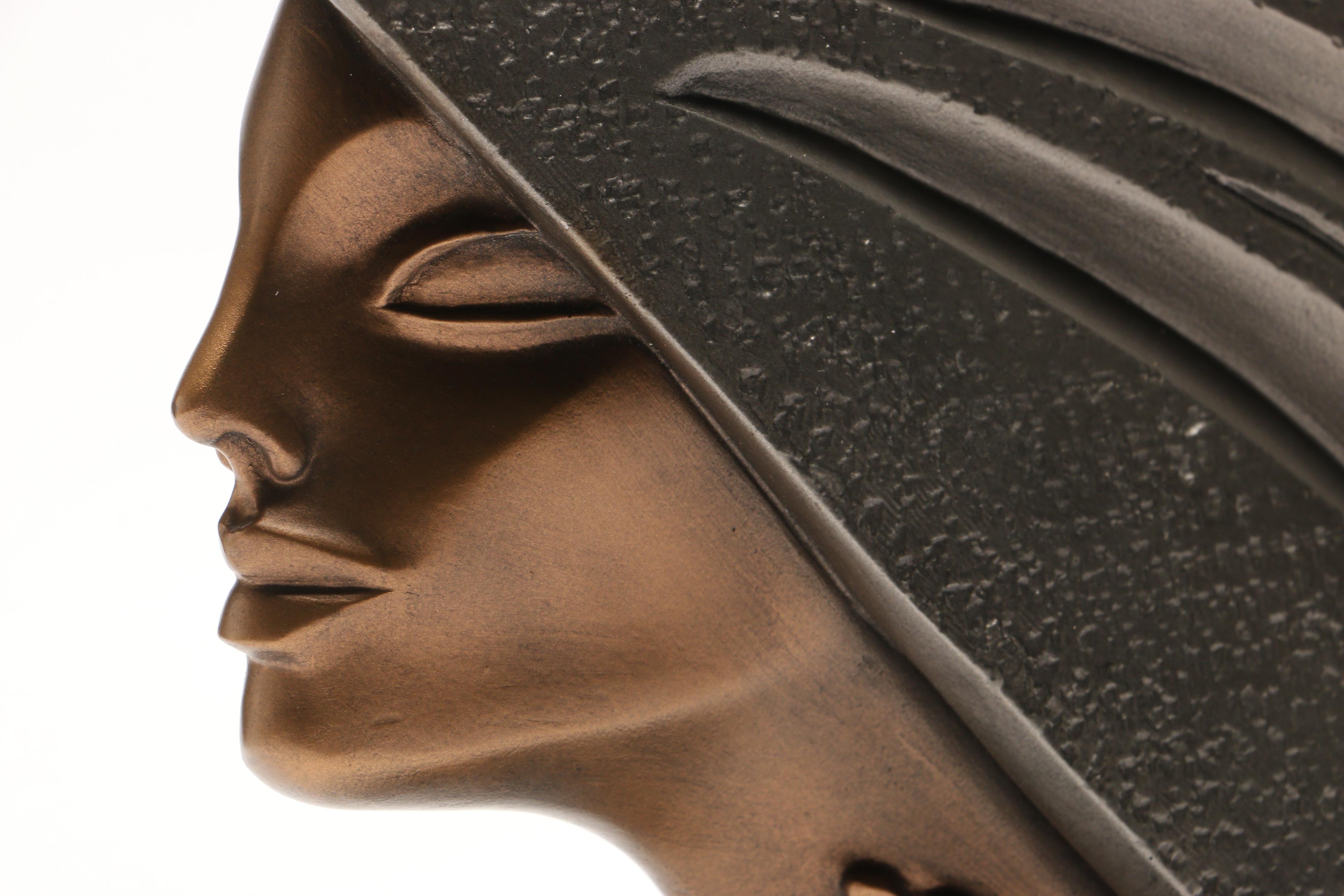 Bronze-Tone Head of Woman by Austin Sculpture