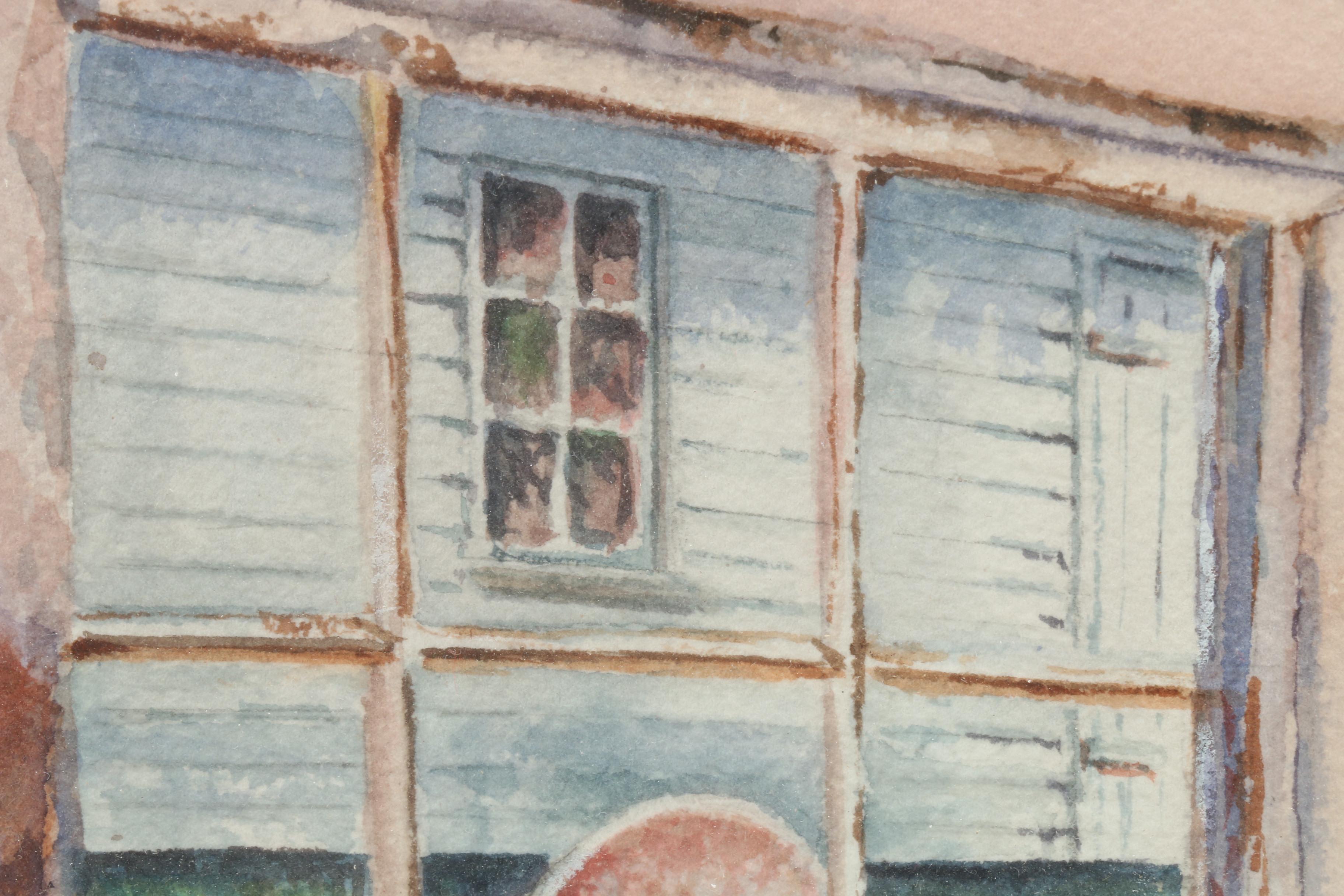 Ruth Durbin 1991 Watercolor Painting "Pig in the Window"