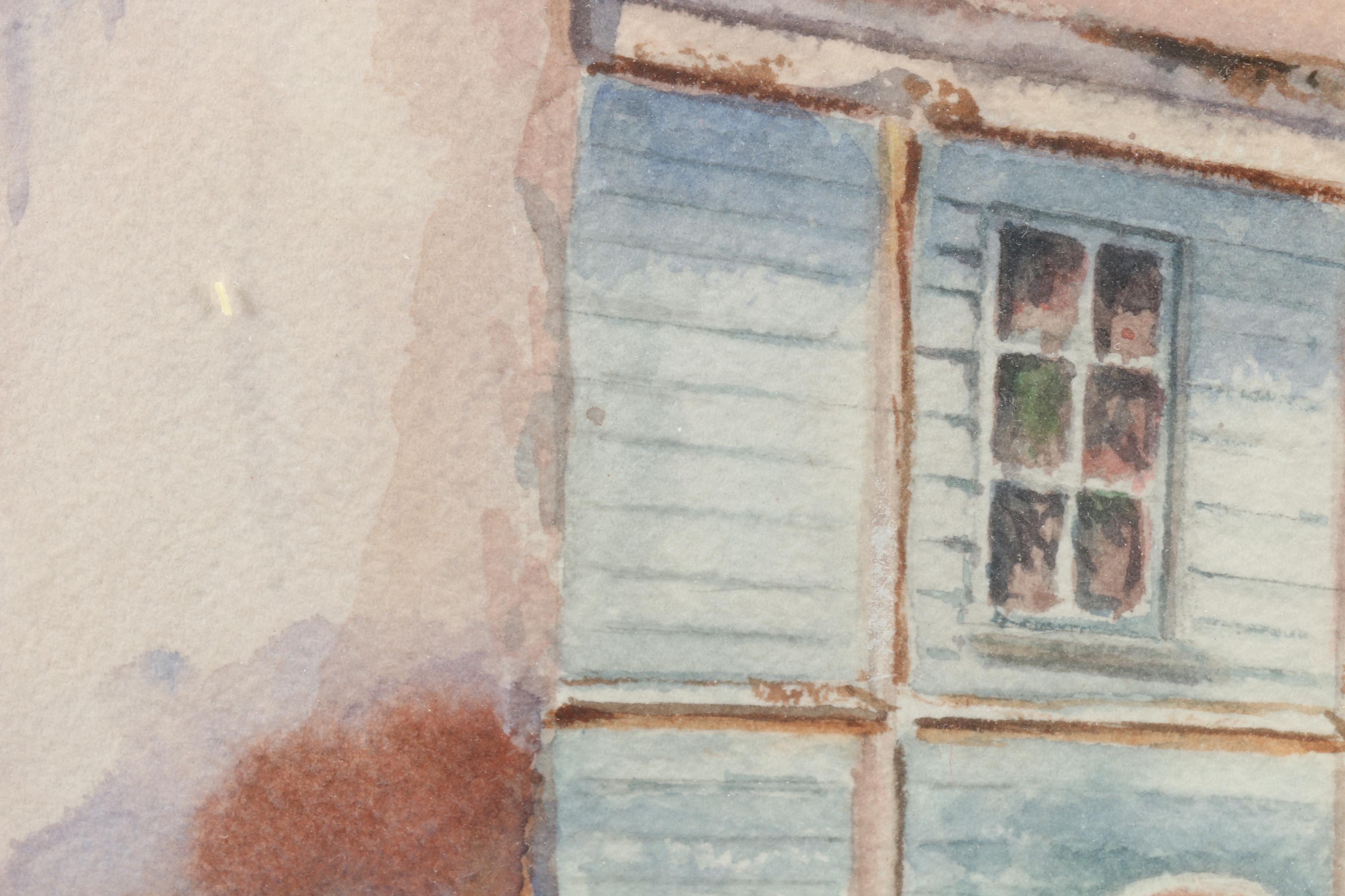 Ruth Durbin 1991 Watercolor Painting "Pig in the Window"