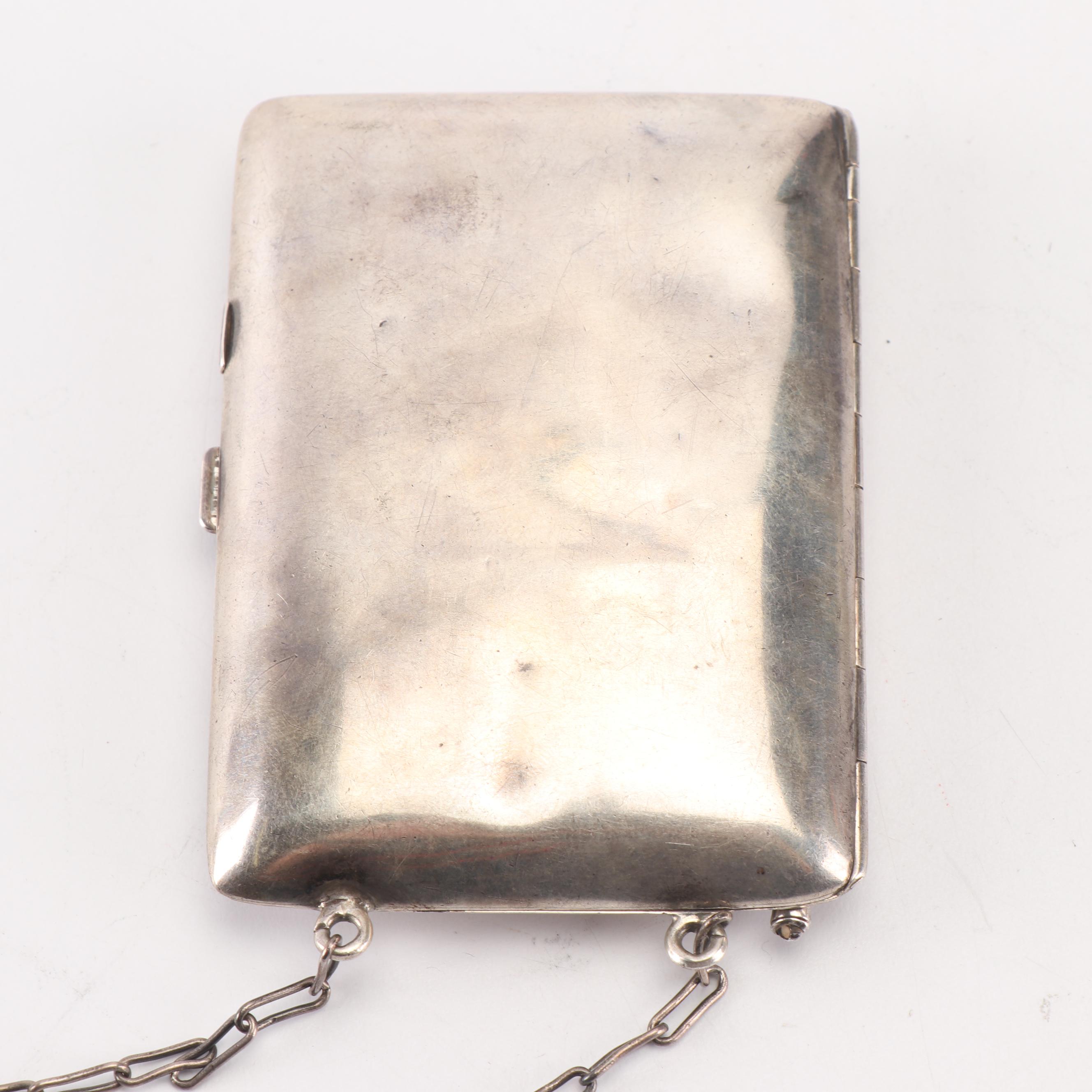 Sterling Silver Chatelaine Compact Coin Purse, Early 20th Century