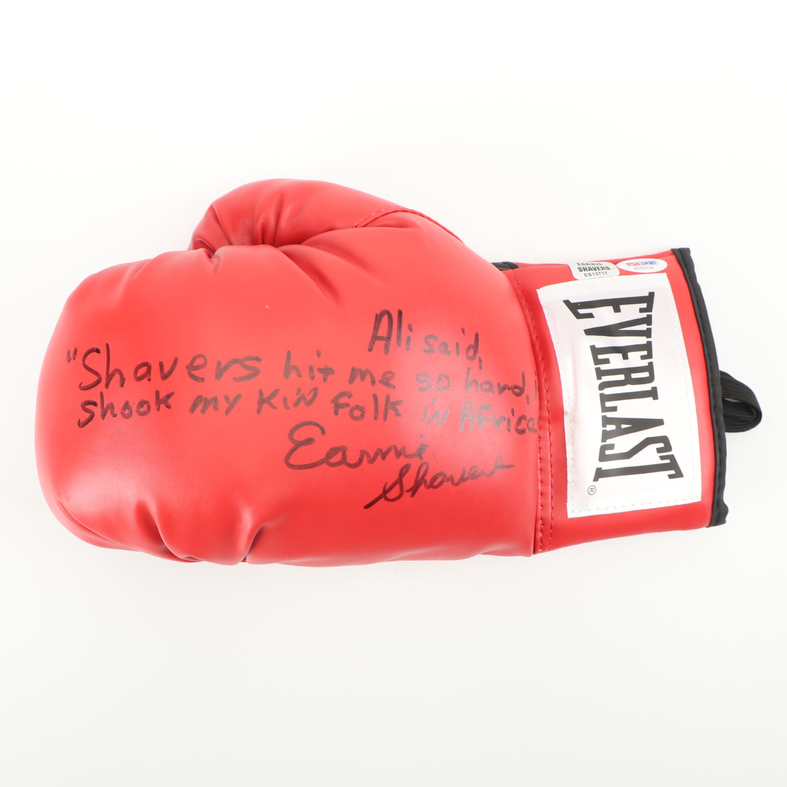 Earnie Shavers Autographed Boxing Glove with Muhammad Ali Quote - PSA/DNA COA