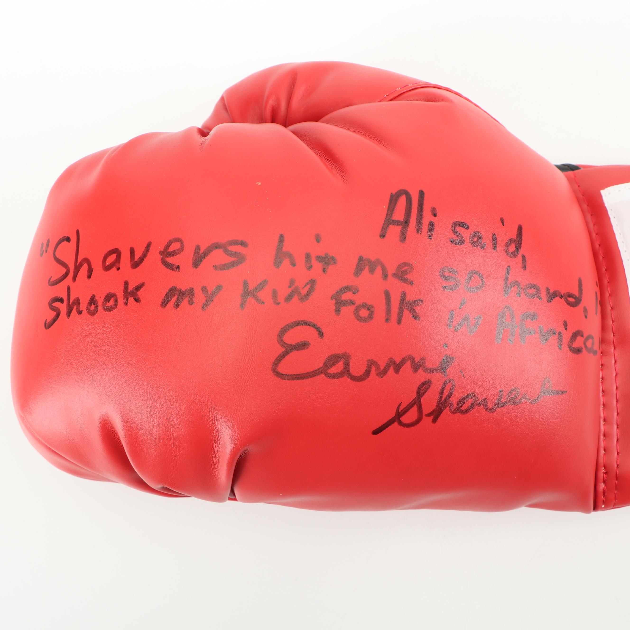 Earnie Shavers Autographed Boxing Glove with Muhammad Ali Quote - PSA/DNA COA