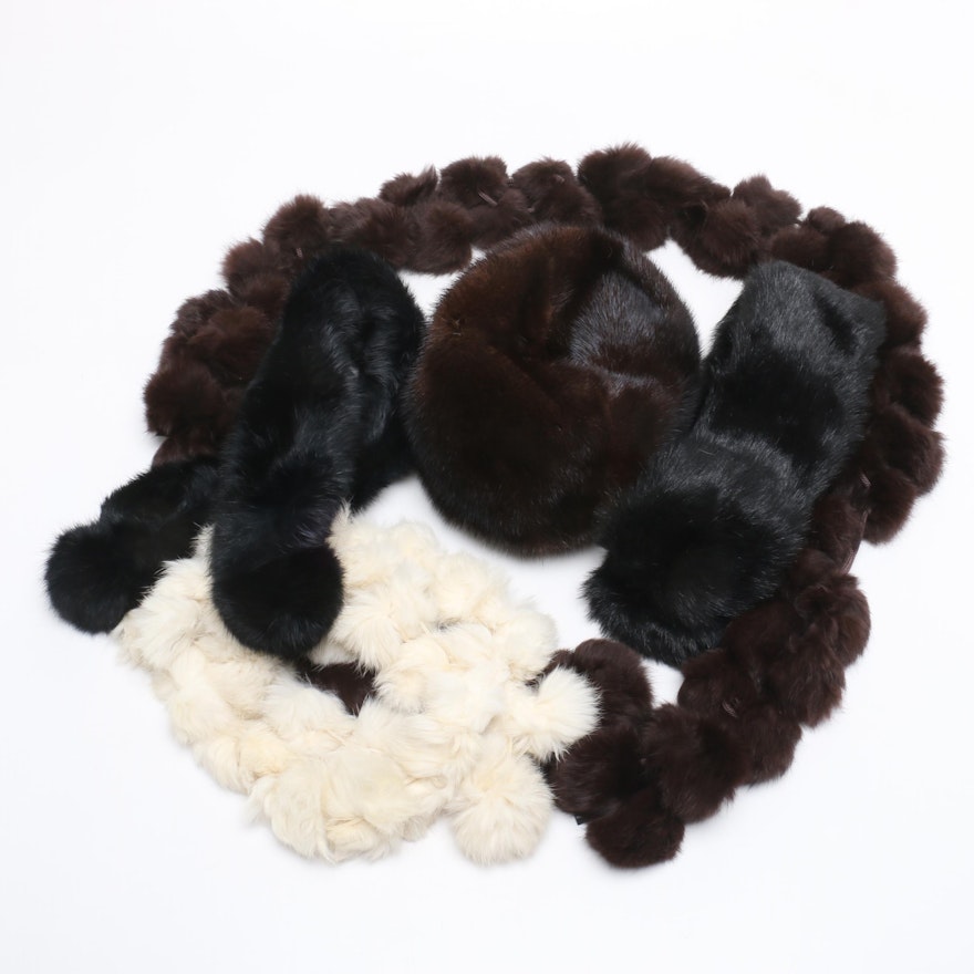 Mink Fur Hat, Rabbit Fur Scarves and Faux Fur Collar