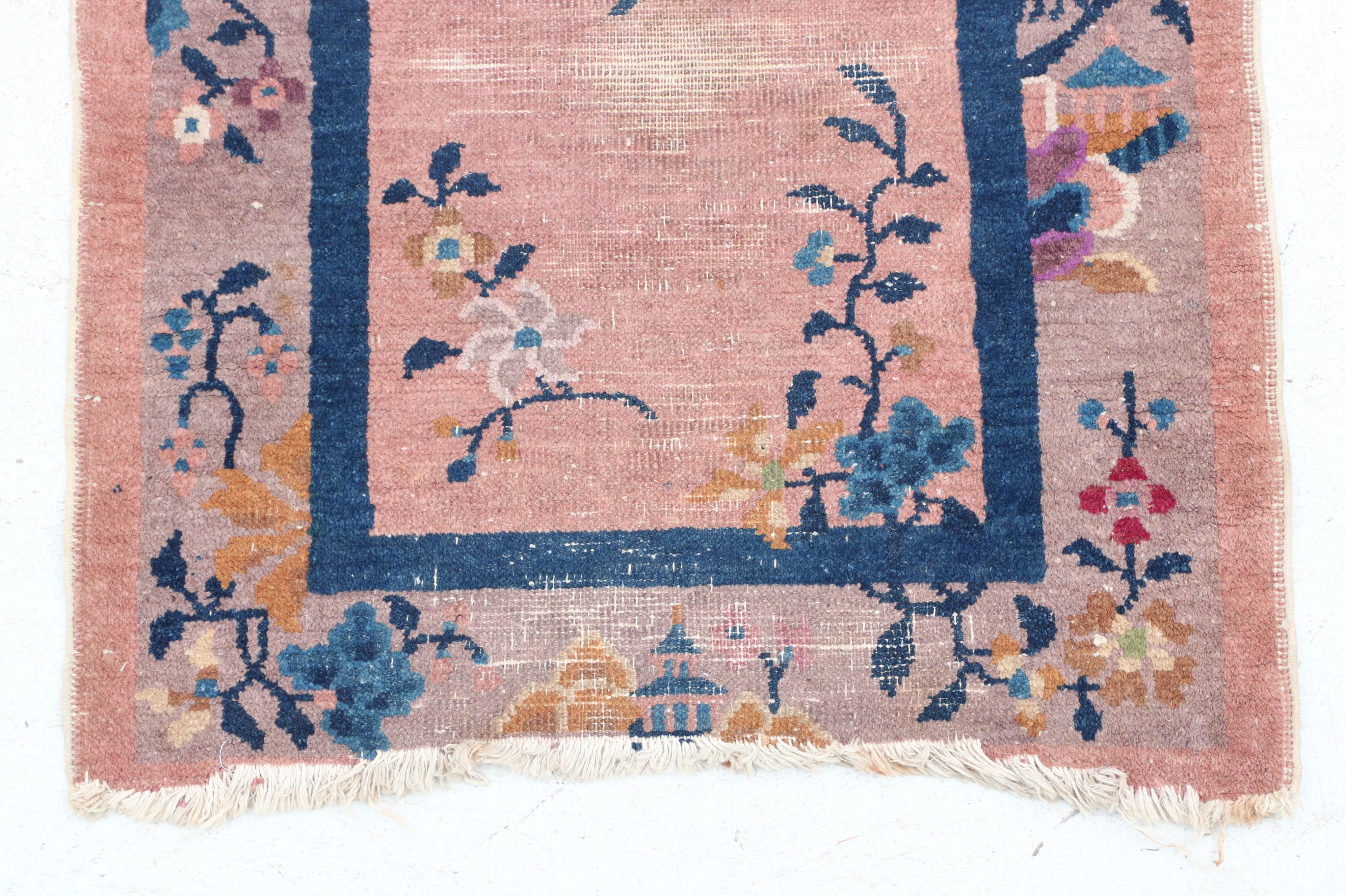 Hand-Knotted Chinese Wool Floral Rug