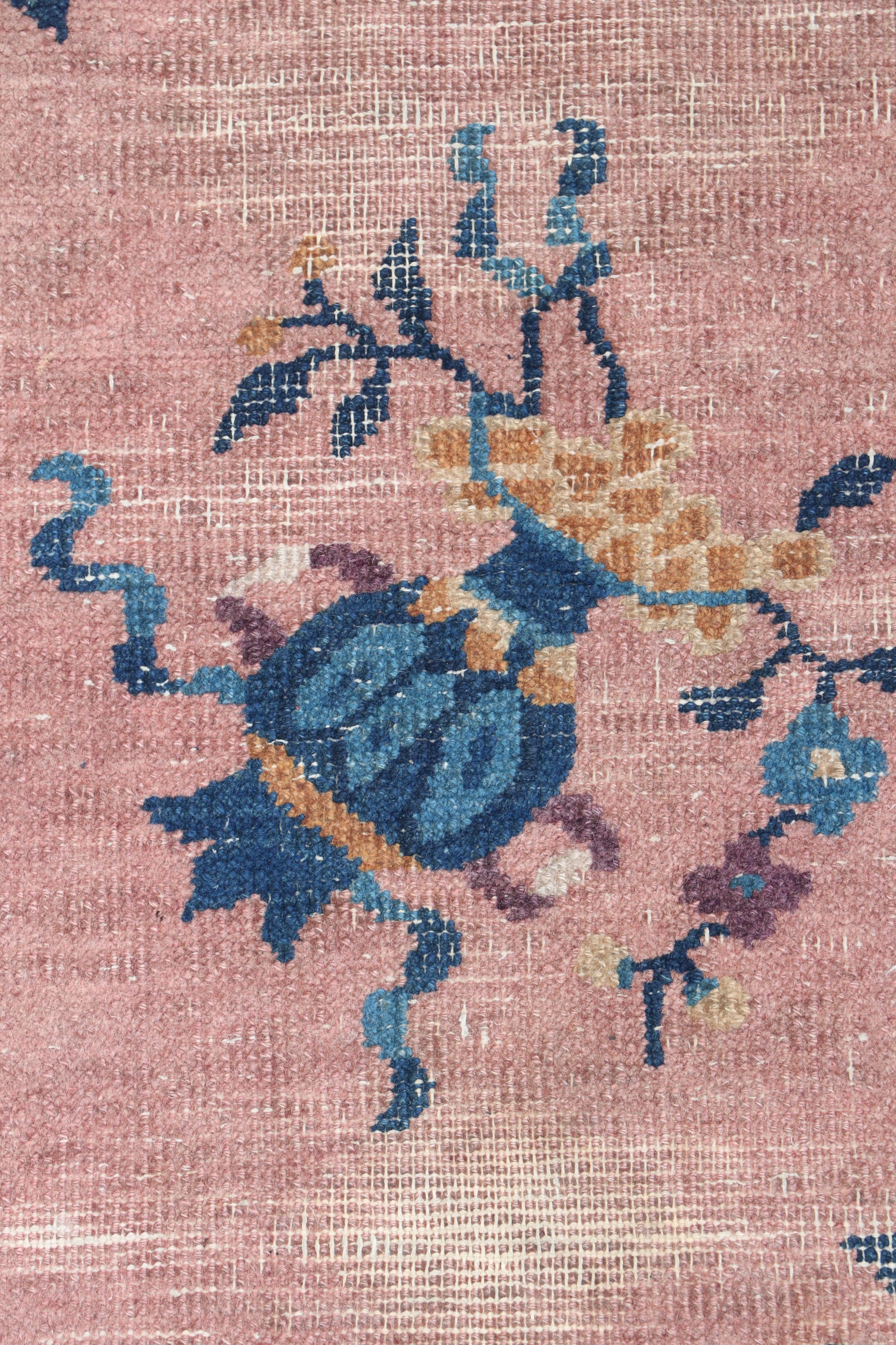 Hand-Knotted Chinese Wool Floral Rug