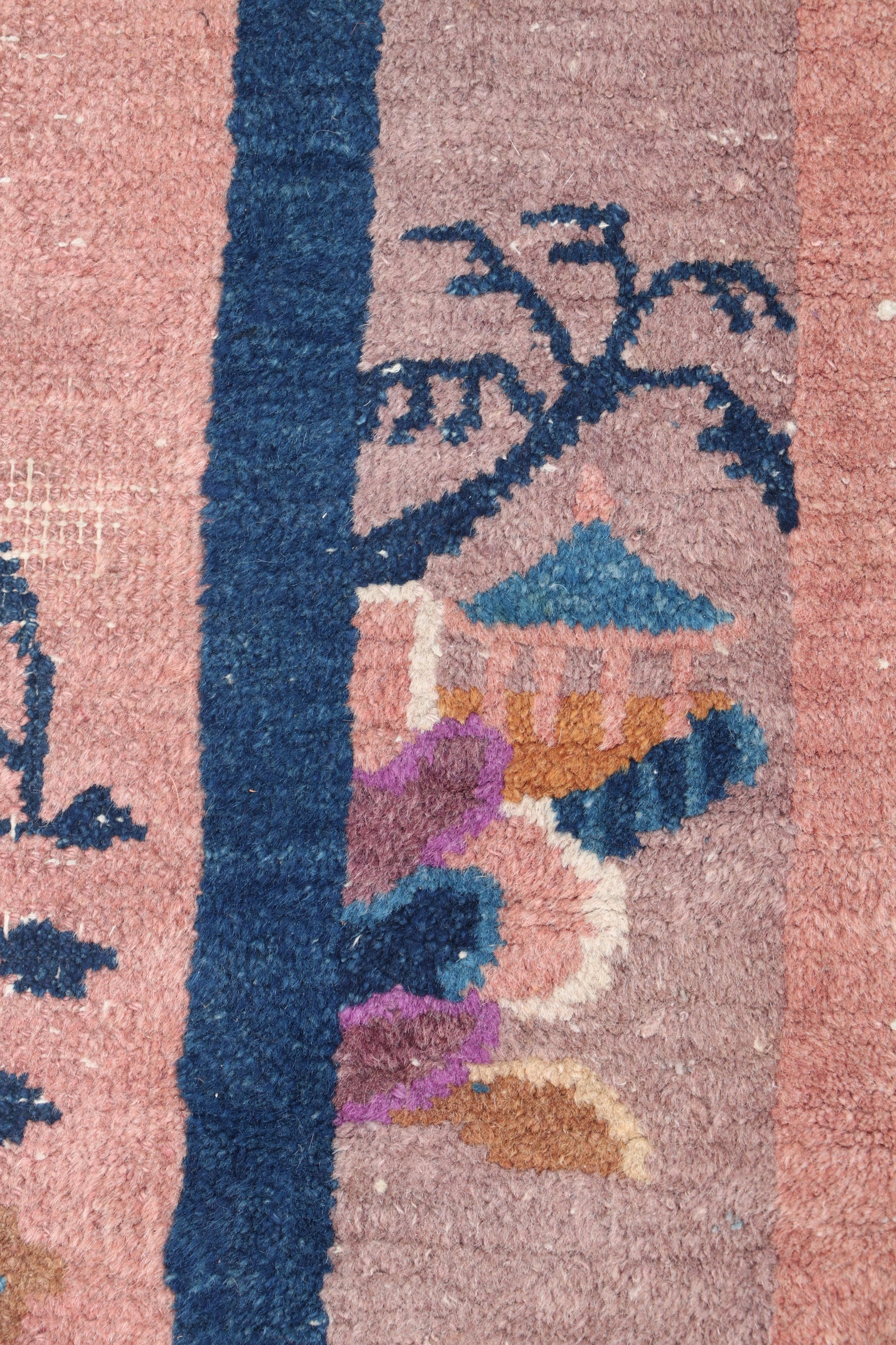Hand-Knotted Chinese Wool Floral Rug