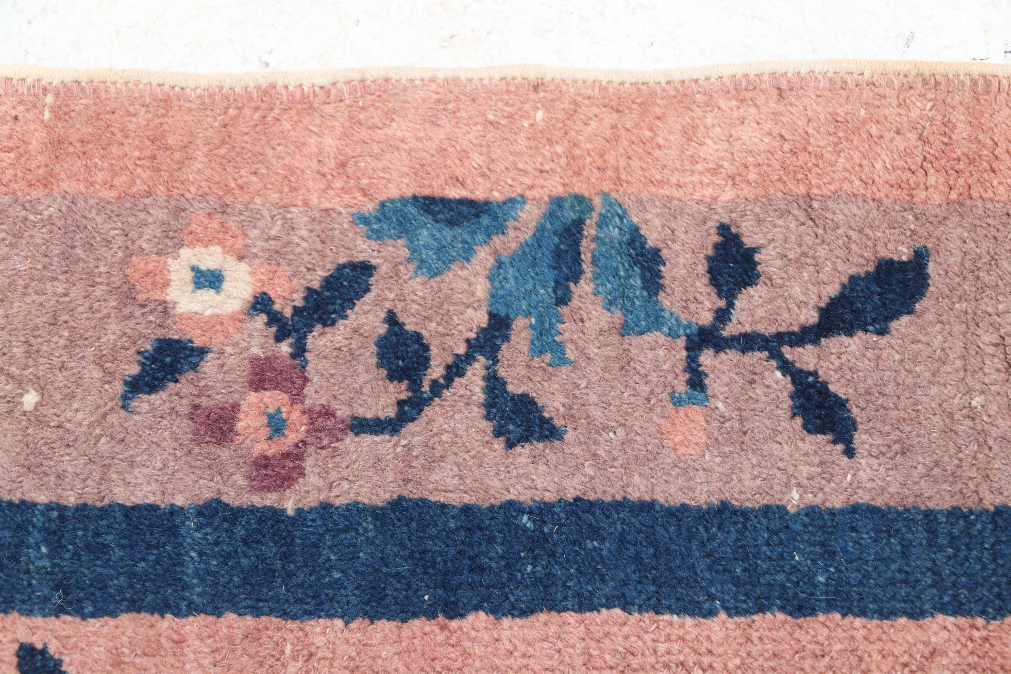 Hand-Knotted Chinese Wool Floral Rug