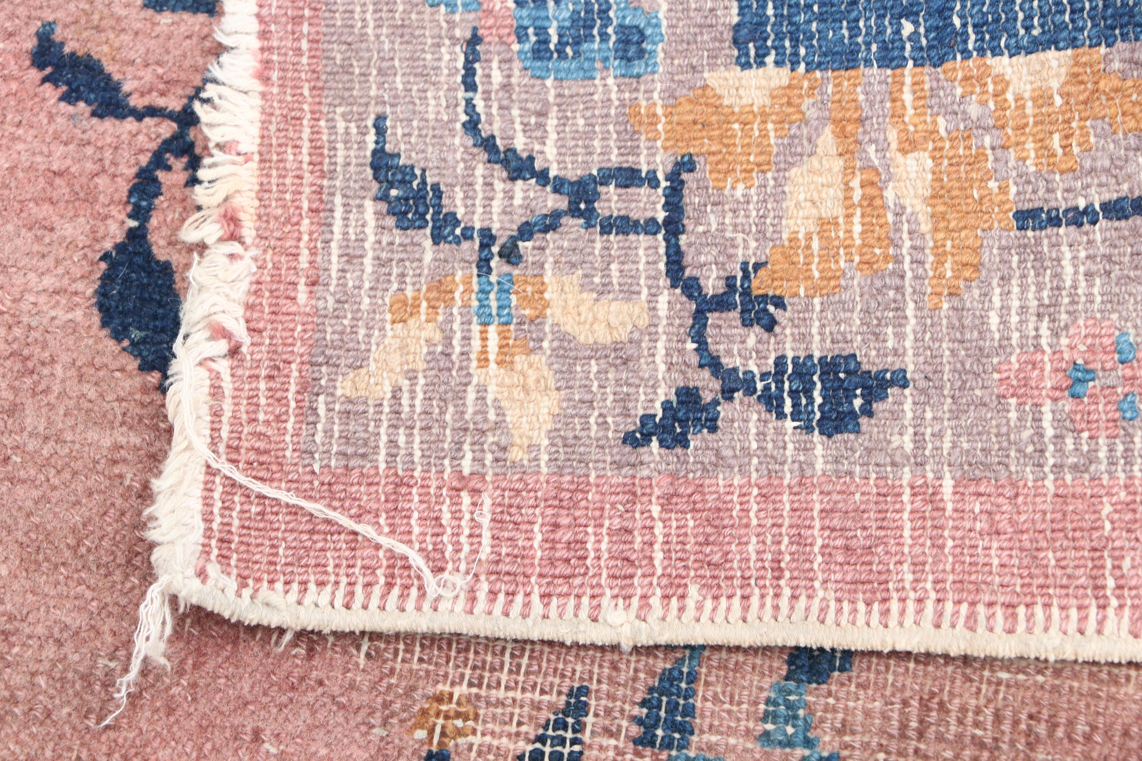 Hand-Knotted Chinese Wool Floral Rug