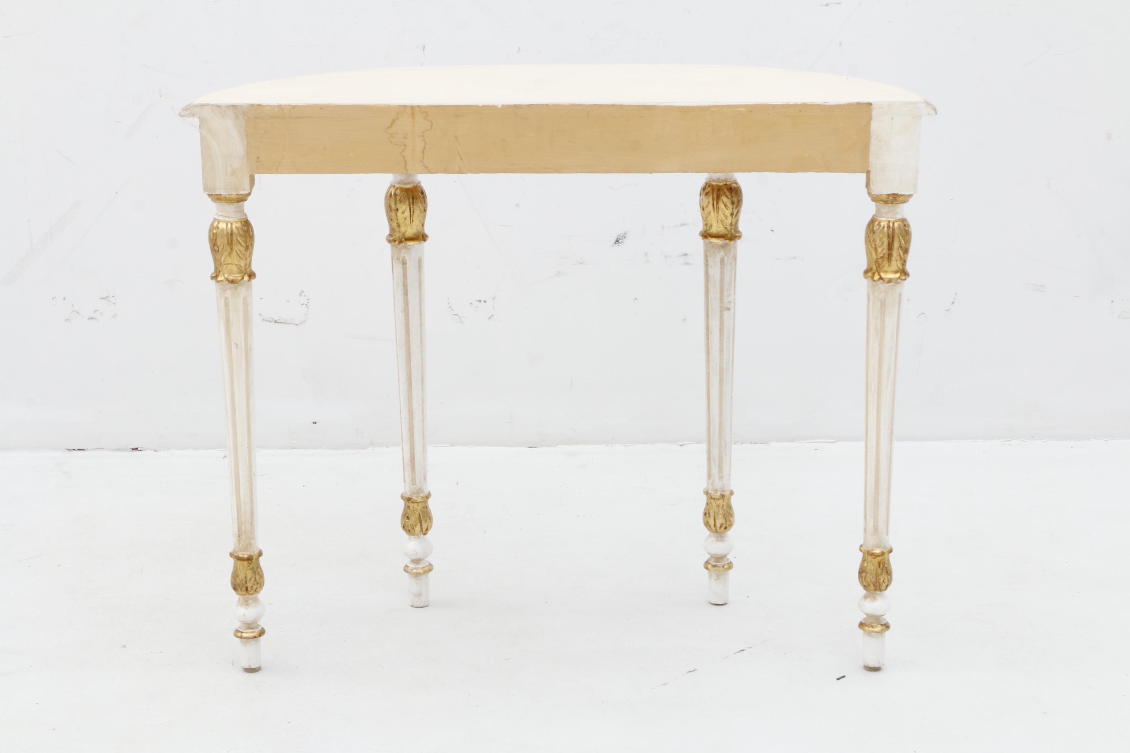 Contemporary Louis XVI Style Painted Compostion and Wood Mirror and Console