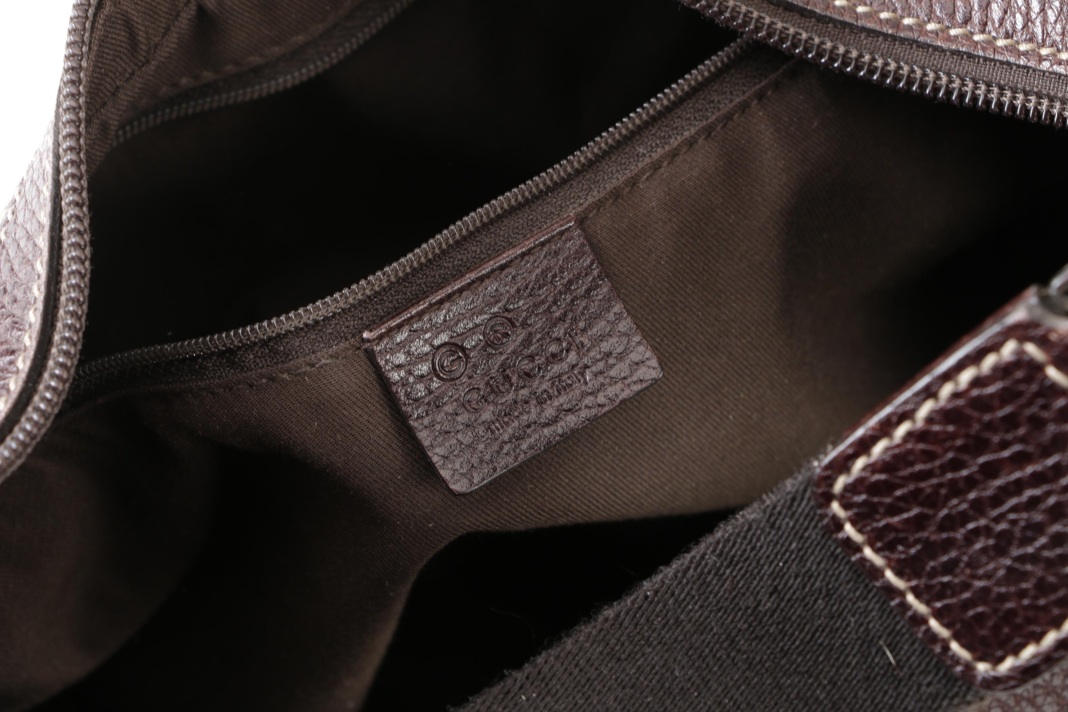 Gucci Horsebit Monogram Canvas and Grained Leather Hobo Bag, Made in Italy