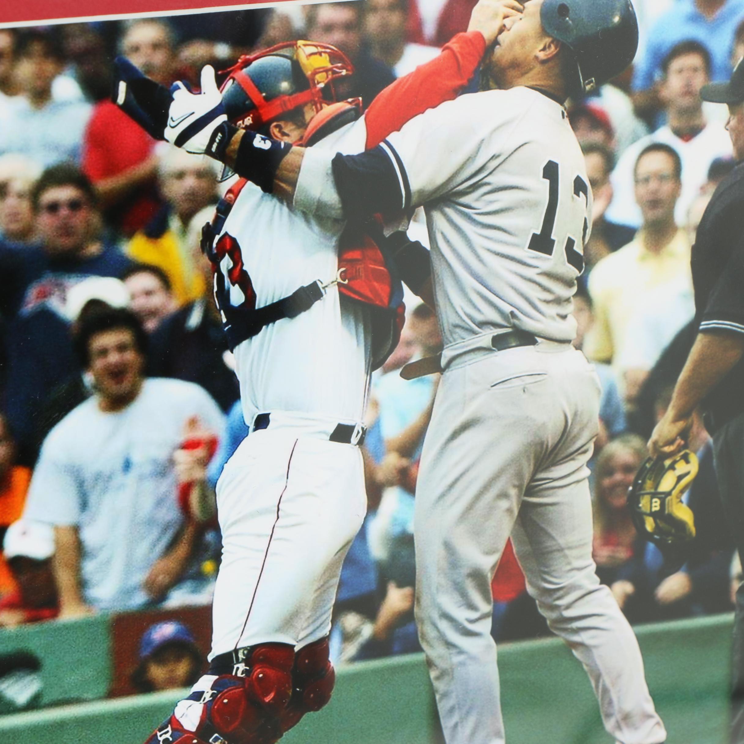Jason Varitek Autographed Topps Baseball Card with Photo in Display