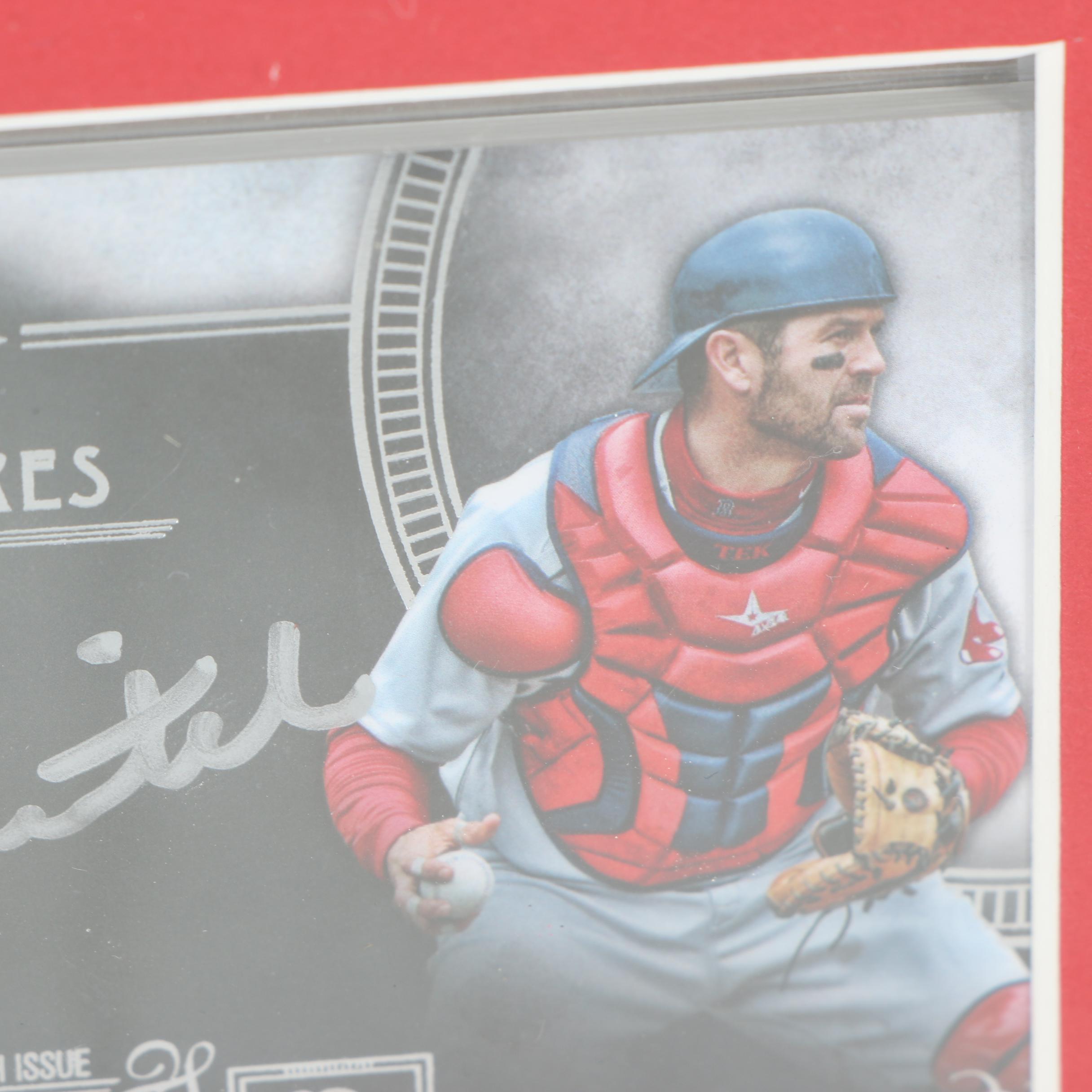 Jason Varitek Autographed Topps Baseball Card with Photo in Display