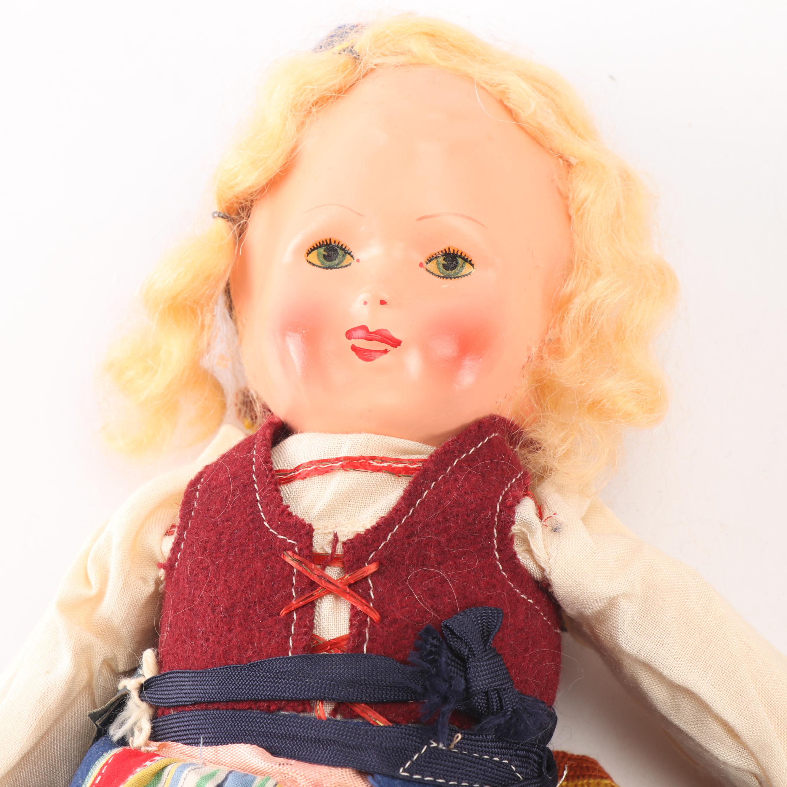 Swedish Papier-Mache and Porcelain Dolls, Mid-20th Century
