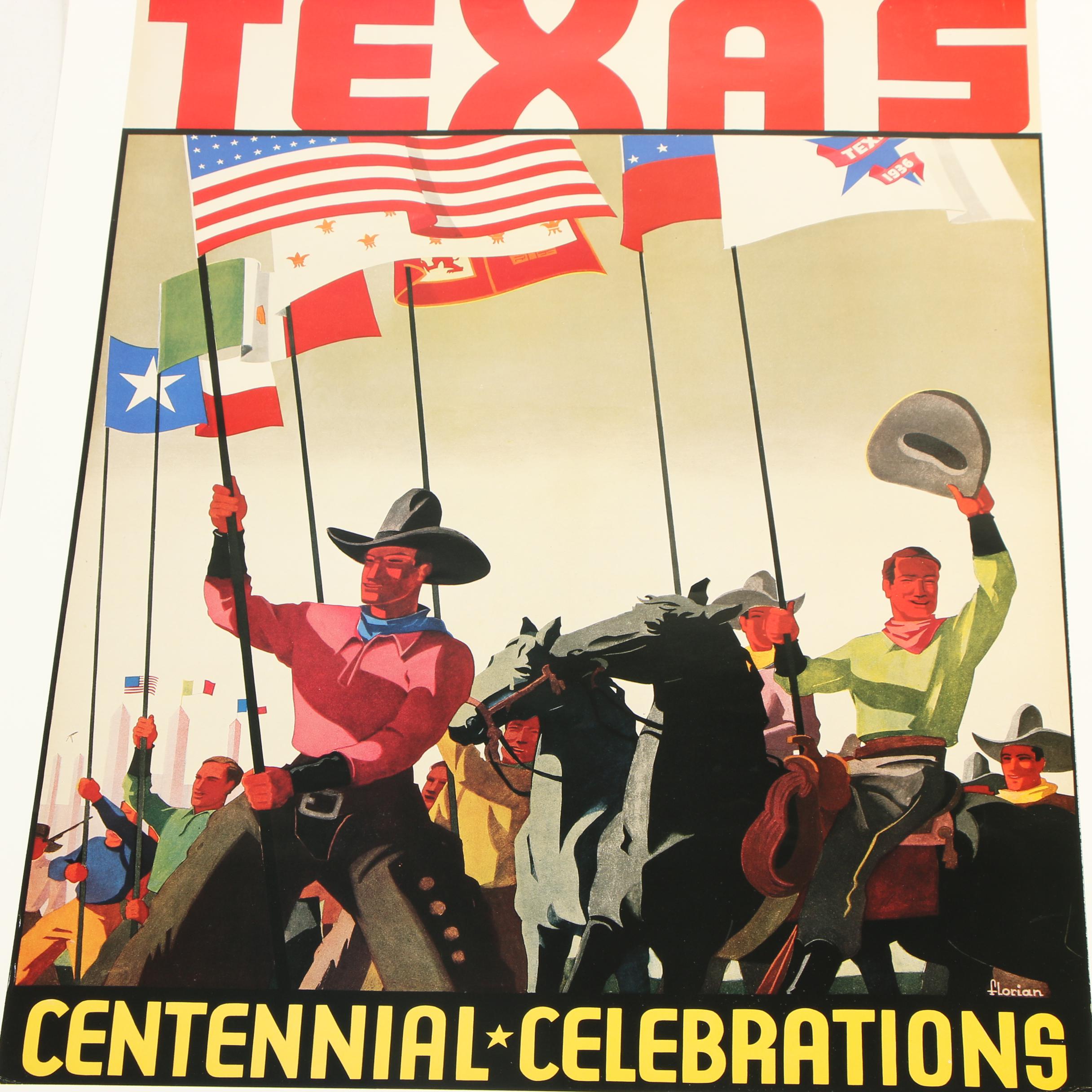 Texas Centennial Celebrations Offset Lithograph Posters, 1986