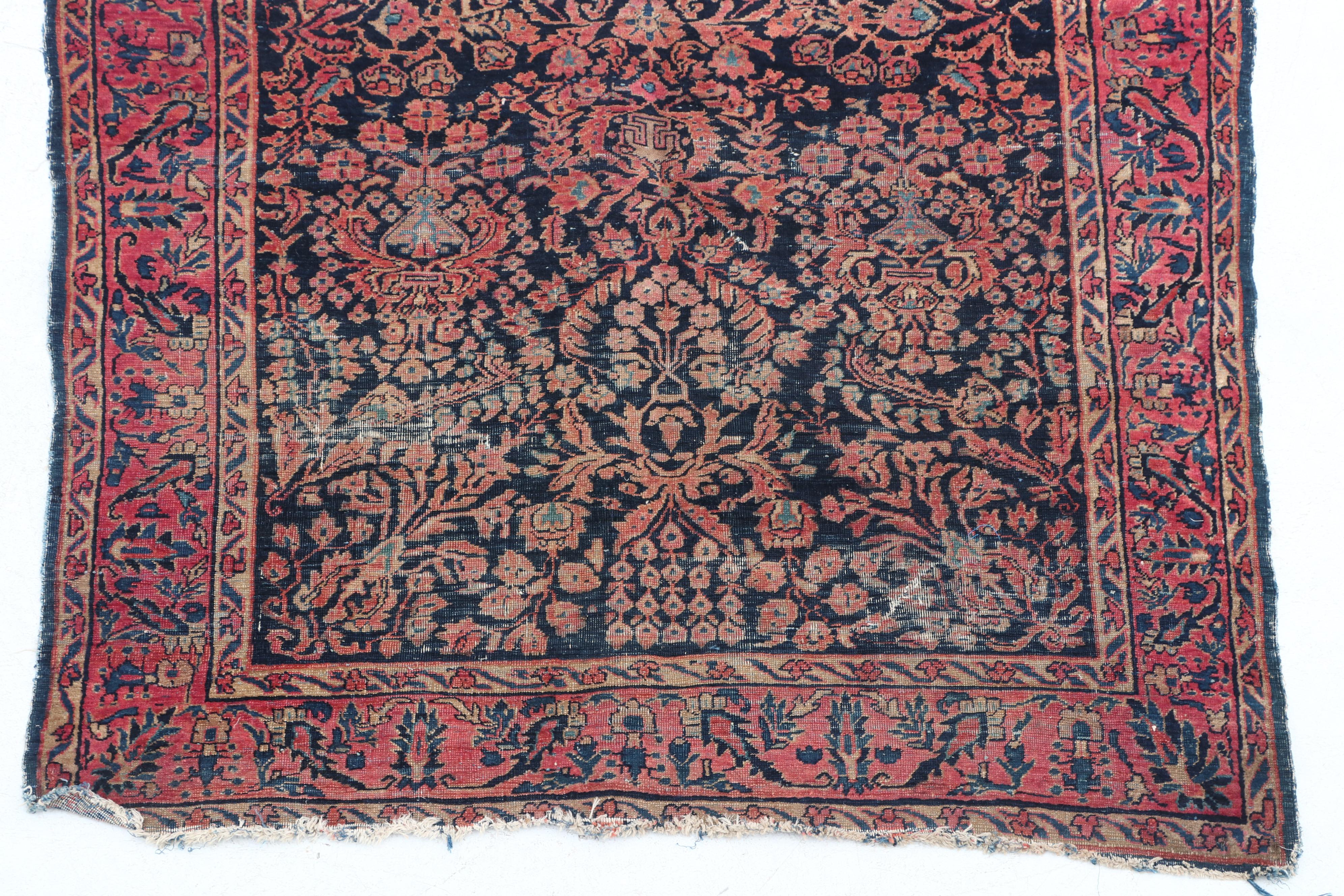 Hand-Knotted Persian Sarouk Wool Rug