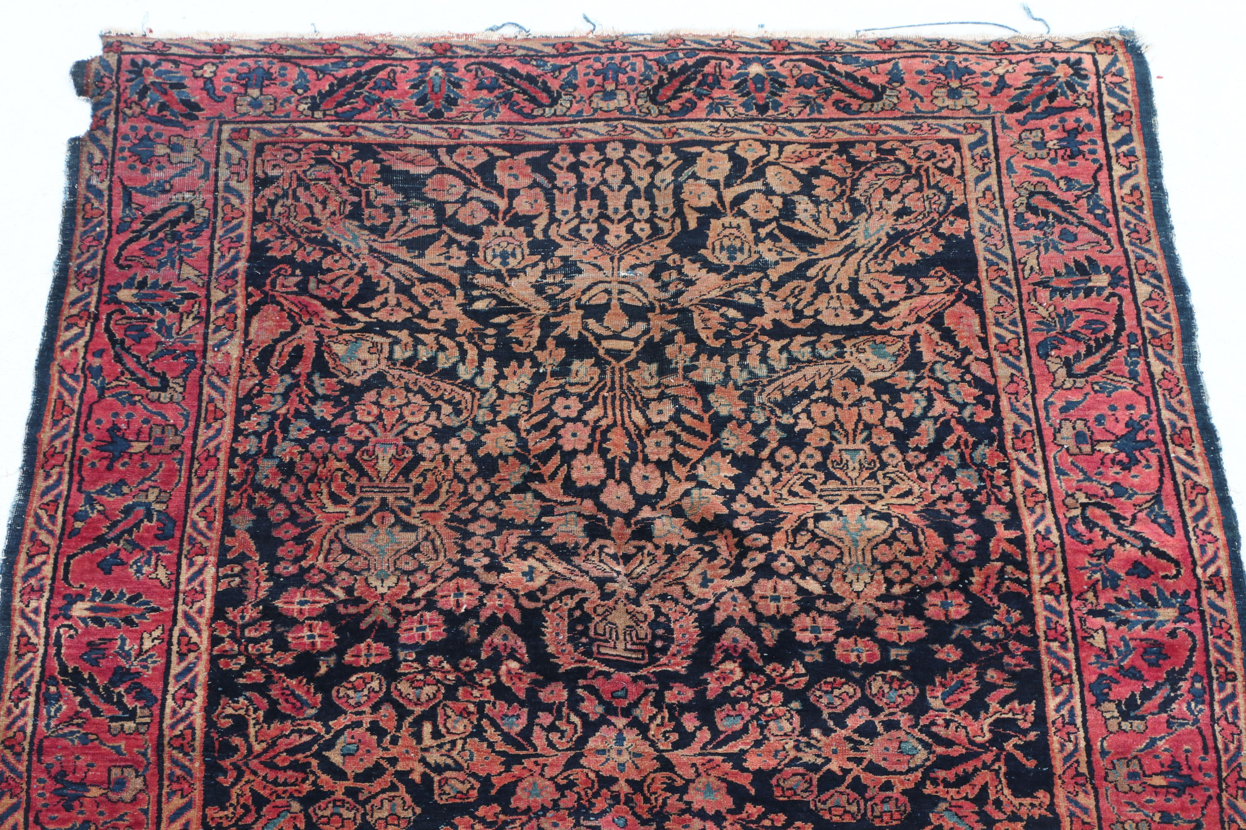 Hand-Knotted Persian Sarouk Wool Rug