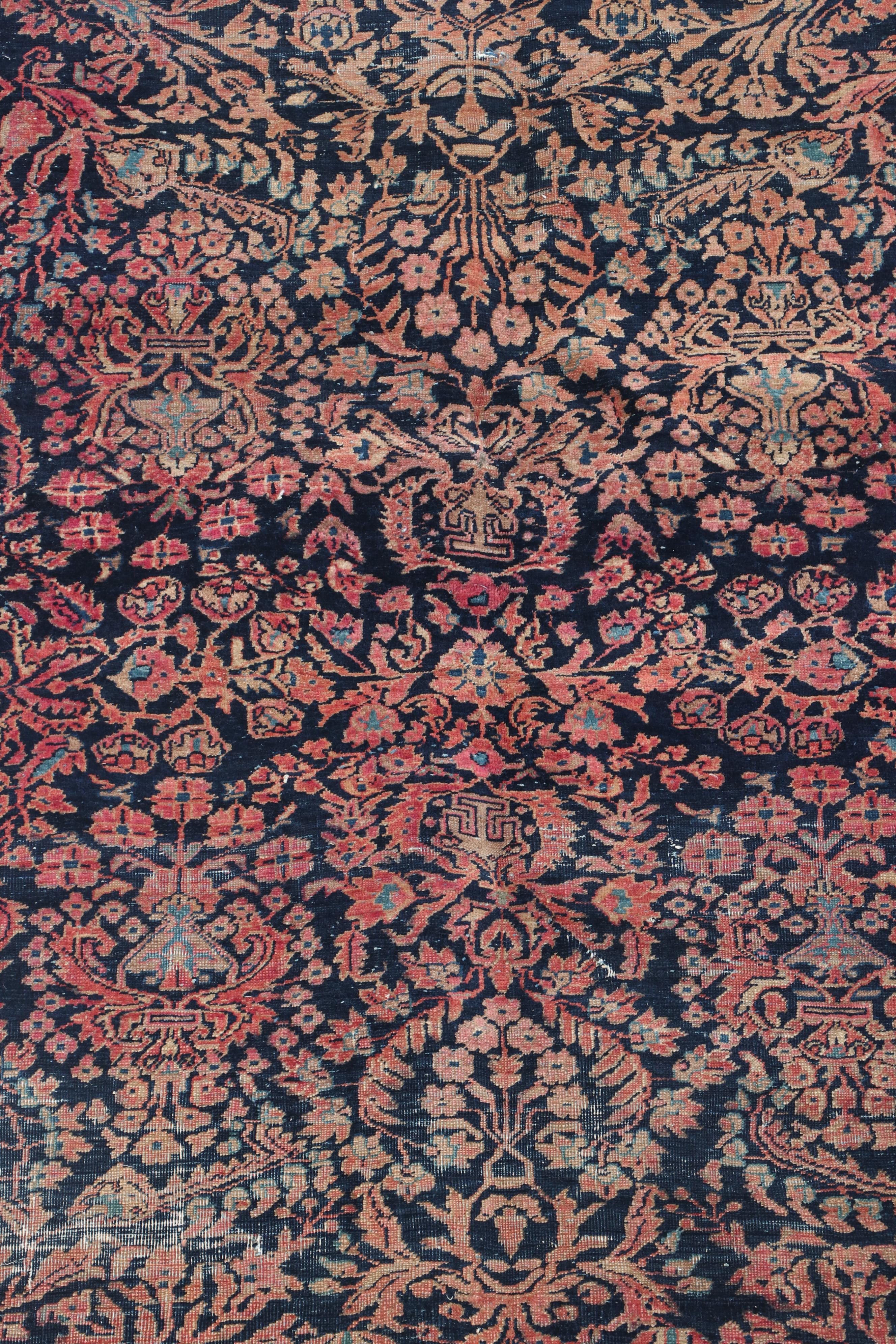 Hand-Knotted Persian Sarouk Wool Rug