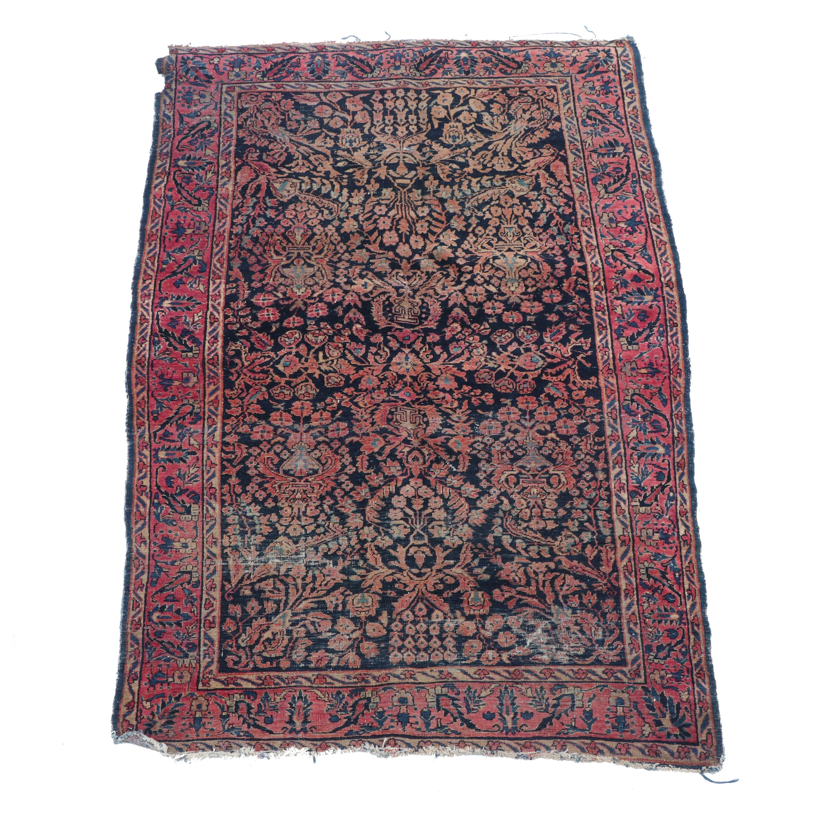 Hand-Knotted Persian Sarouk Wool Rug