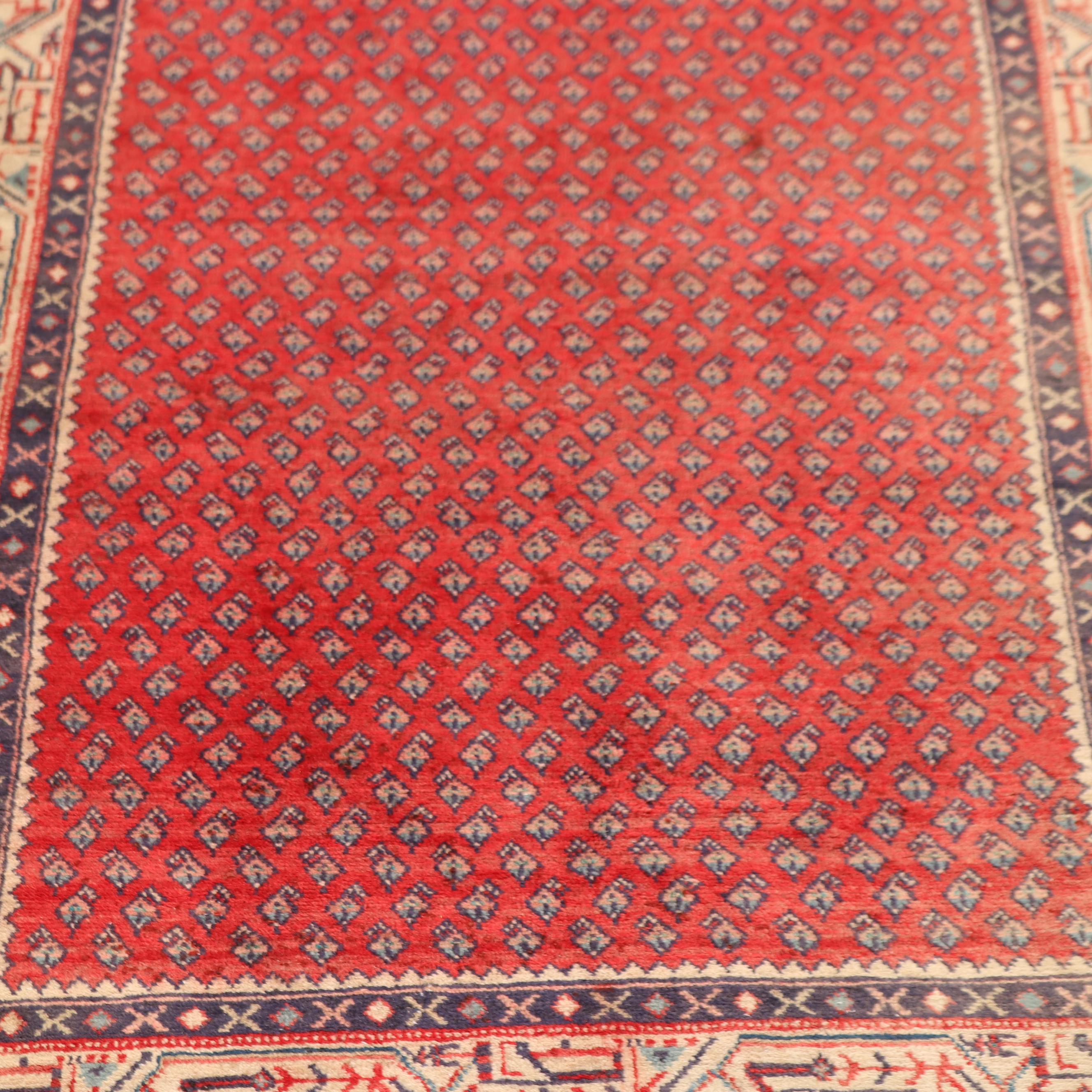 Hand-Knotted Persian Mir Seraband Wool Carpet Runner